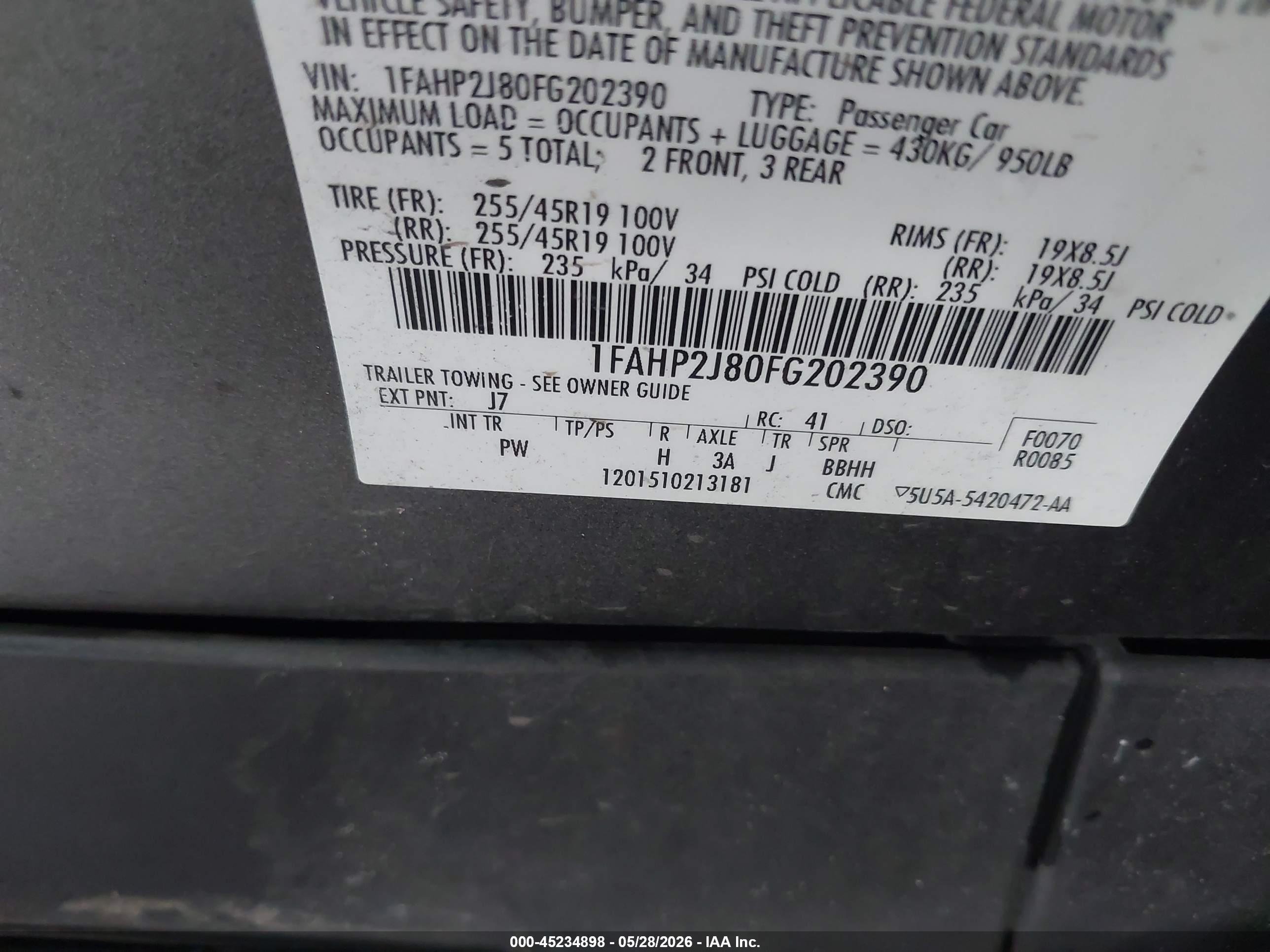 2015 Ford Taurus Limited Gray vin: 1FAHP2J80FG202390
