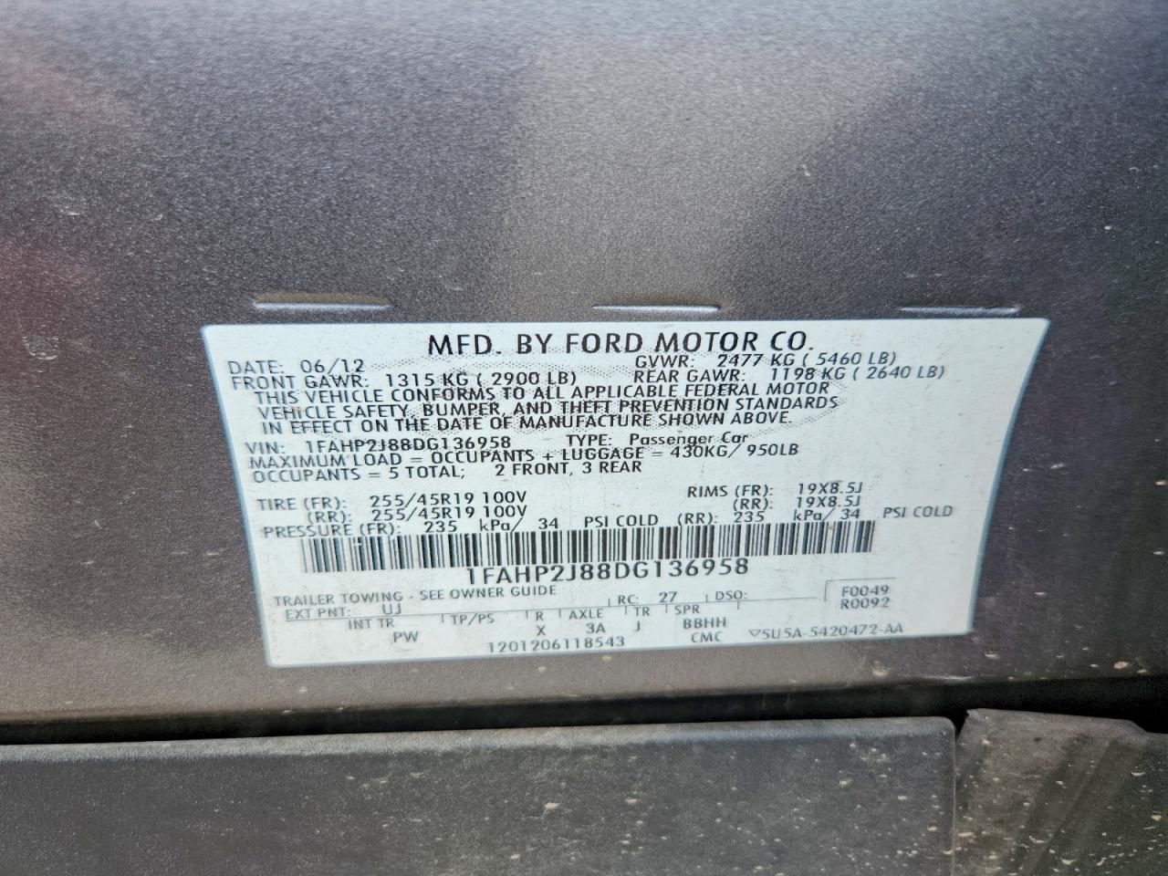 2013 Ford Taurus Limited Silver vin: 1FAHP2J88DG136958