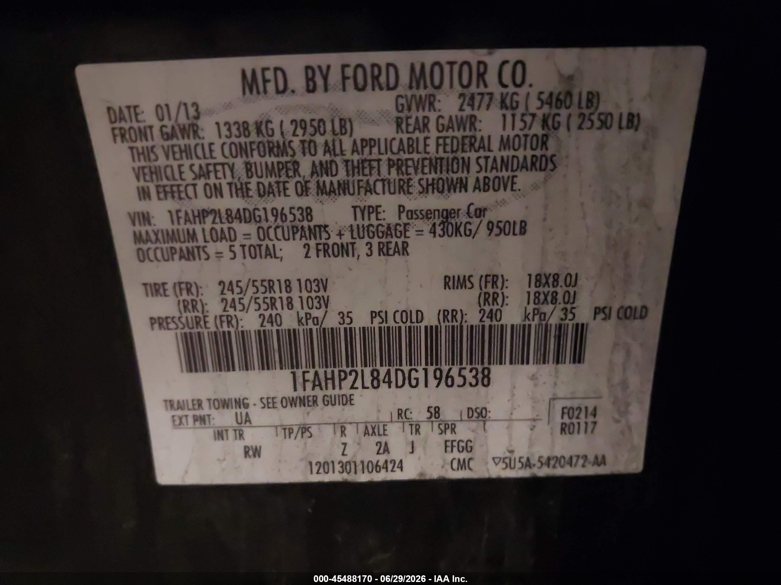 2013 Ford Police Interceptor   Black vin: 1FAHP2L84DG196538