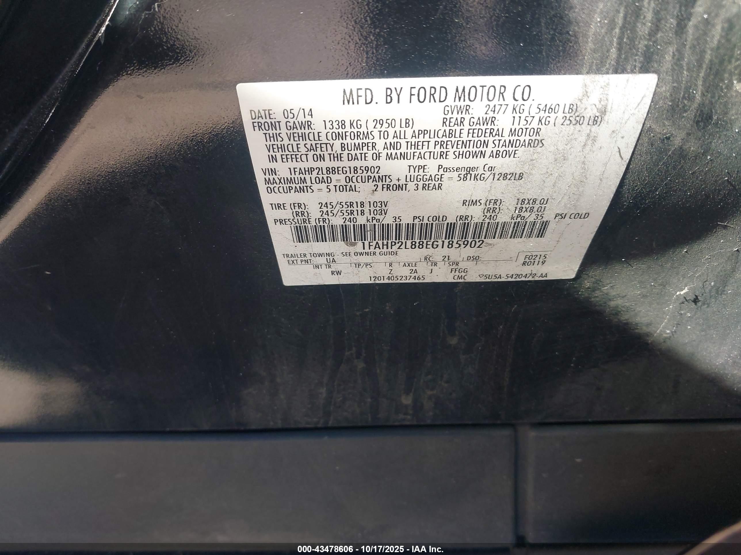 2014 Ford Police Interceptor   Black vin: 1FAHP2L88EG185902