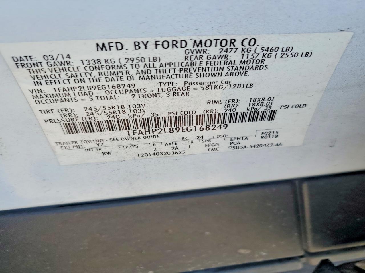 2014 Ford Taurus Police Interceptor Черный vin: 1FAHP2L89EG168249