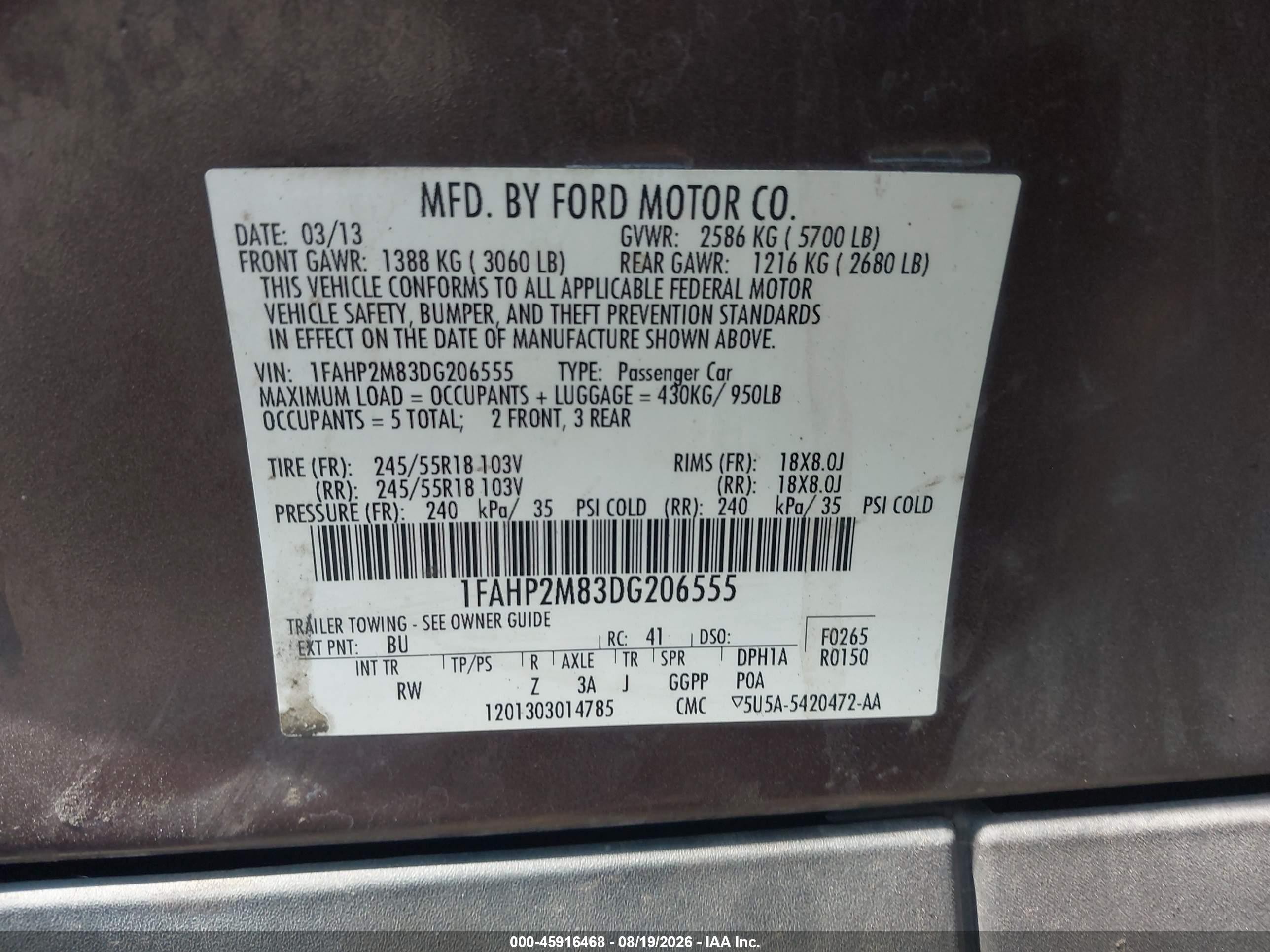 2013 Ford Police Interceptor   Brown vin: 1FAHP2M83DG206555