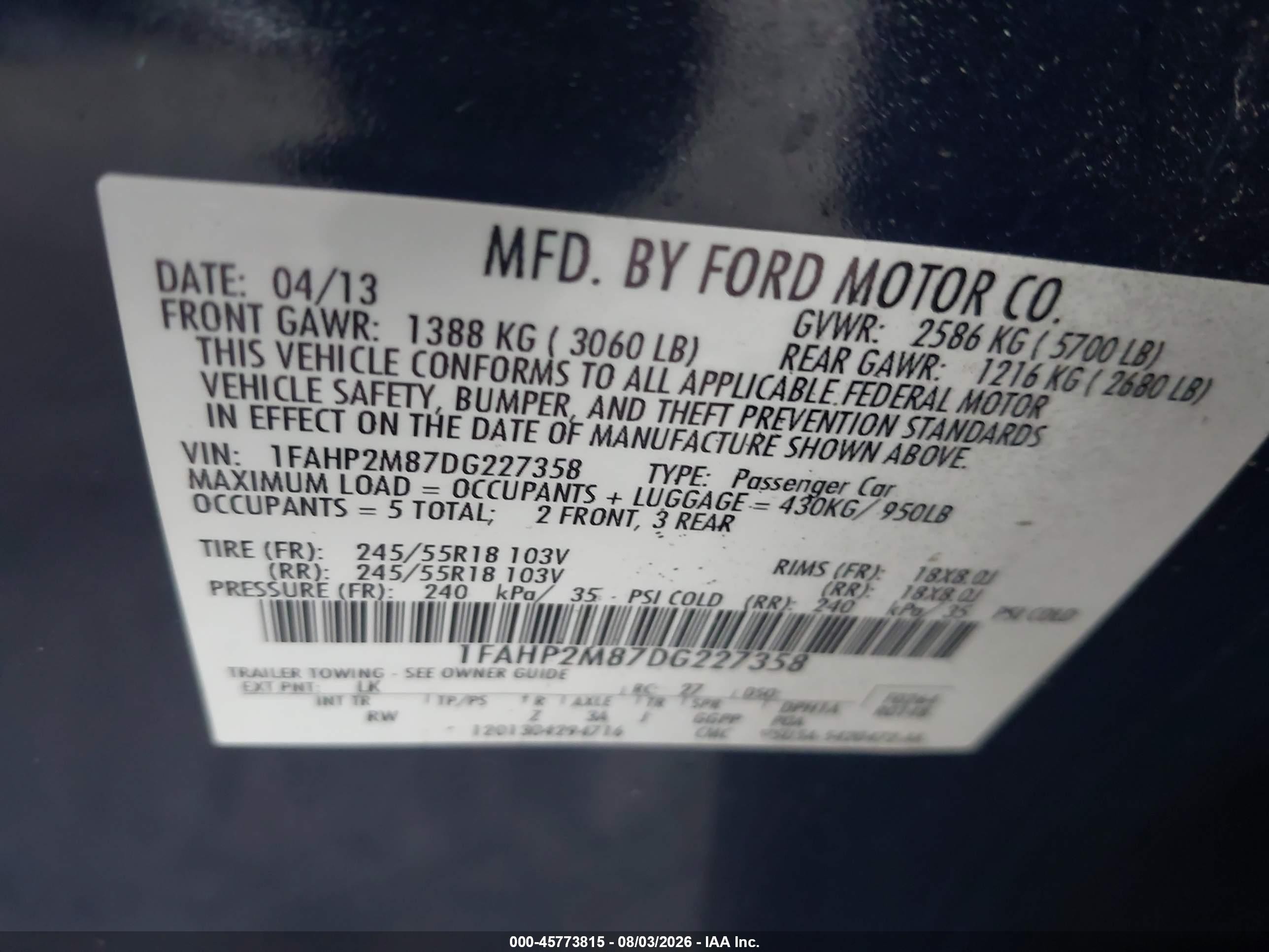 2013 Ford Police Interceptor   Black vin: 1FAHP2M87DG227358