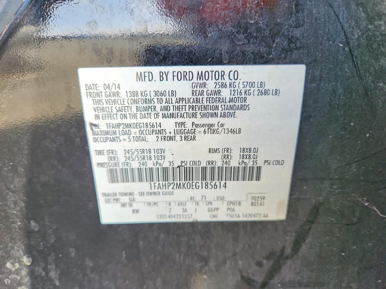 2014 Ford Taurus Police Interceptor Black vin: 1FAHP2MK0EG185614