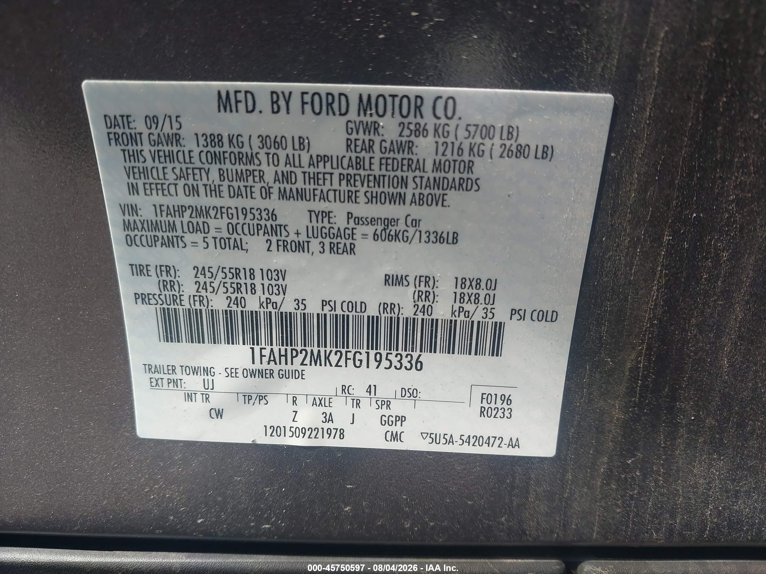 2015 Ford Police Interceptor   Gray vin: 1FAHP2MK2FG195336