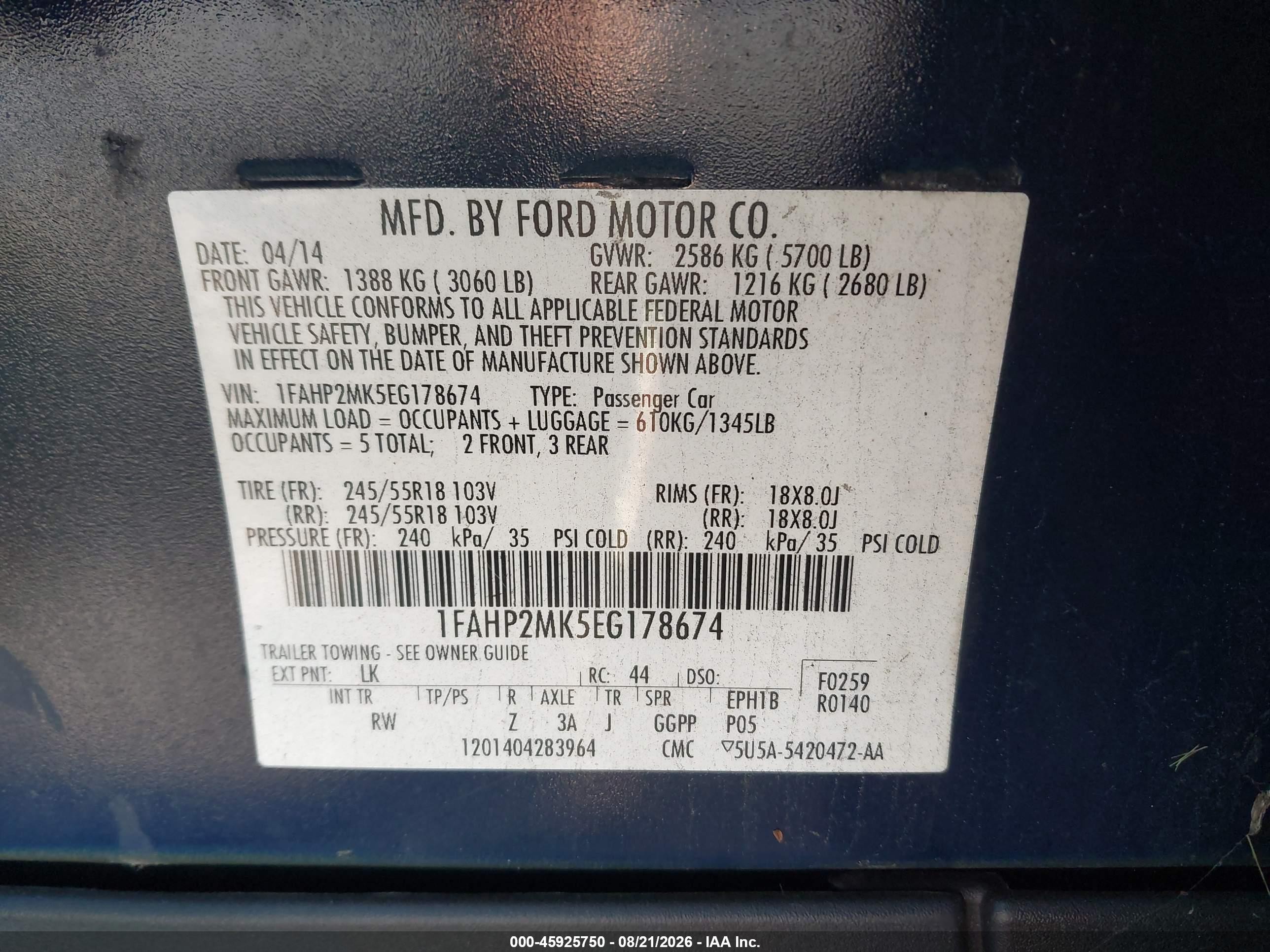 2014 Ford Police Interceptor   Blue vin: 1FAHP2MK5EG178674