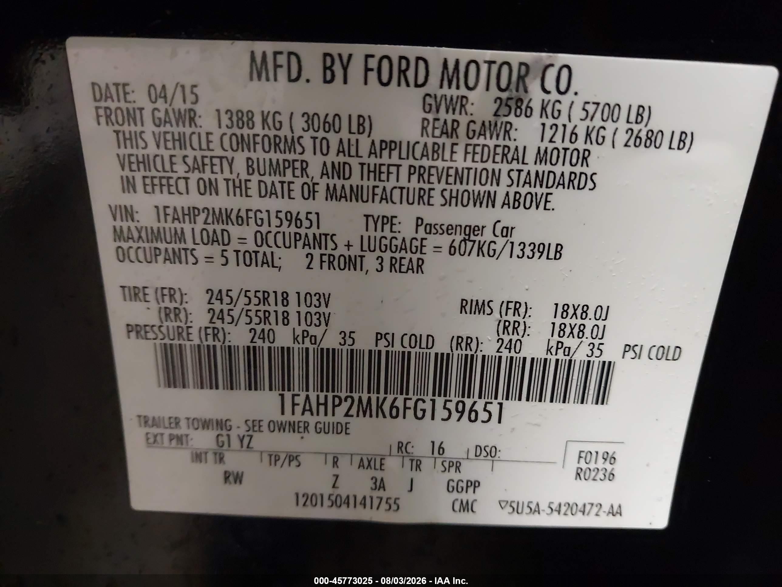 2015 Ford Police Interceptor   Black vin: 1FAHP2MK6FG159651