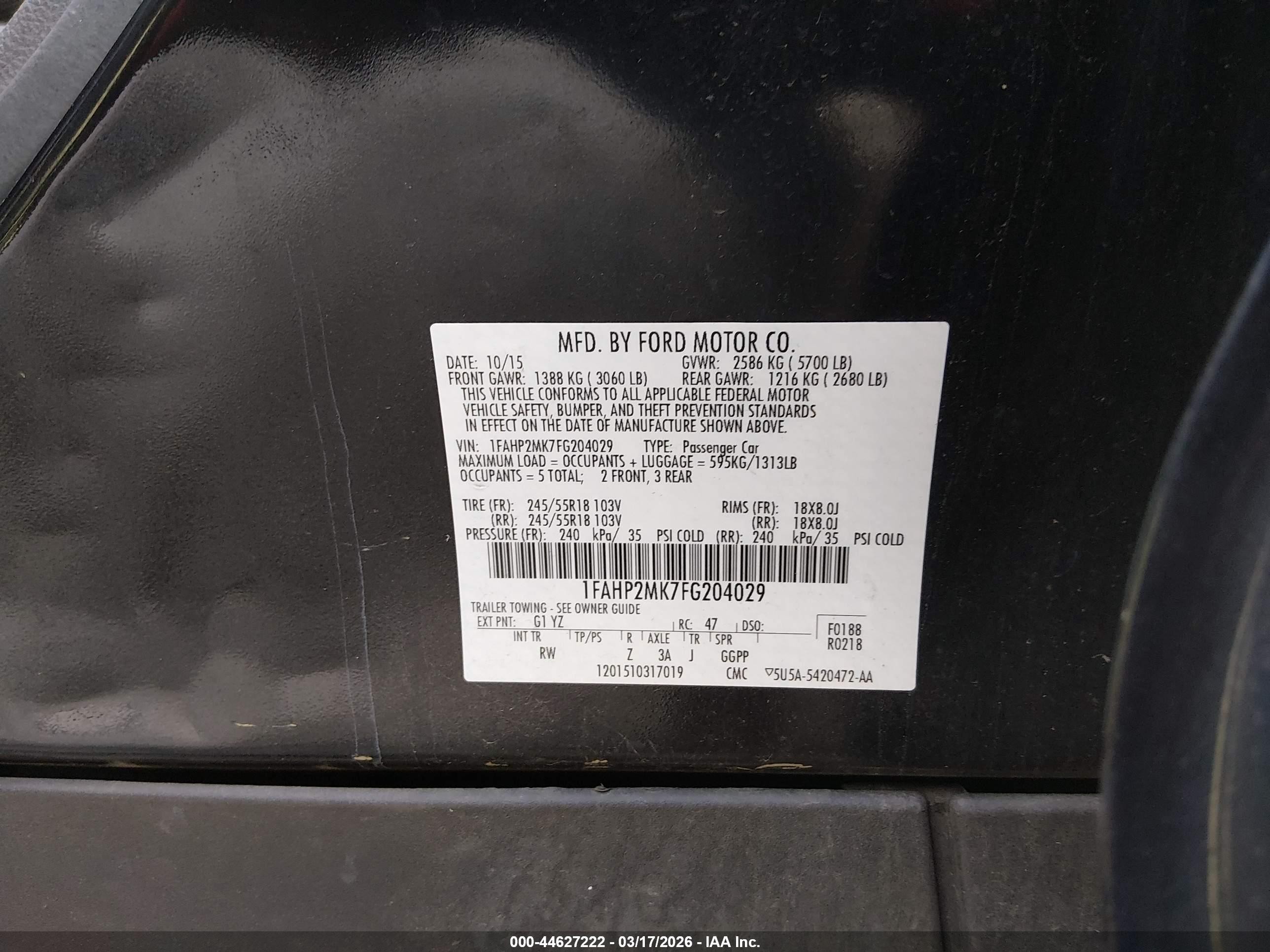 2015 Ford Police Interceptor   Black vin: 1FAHP2MK7FG204029