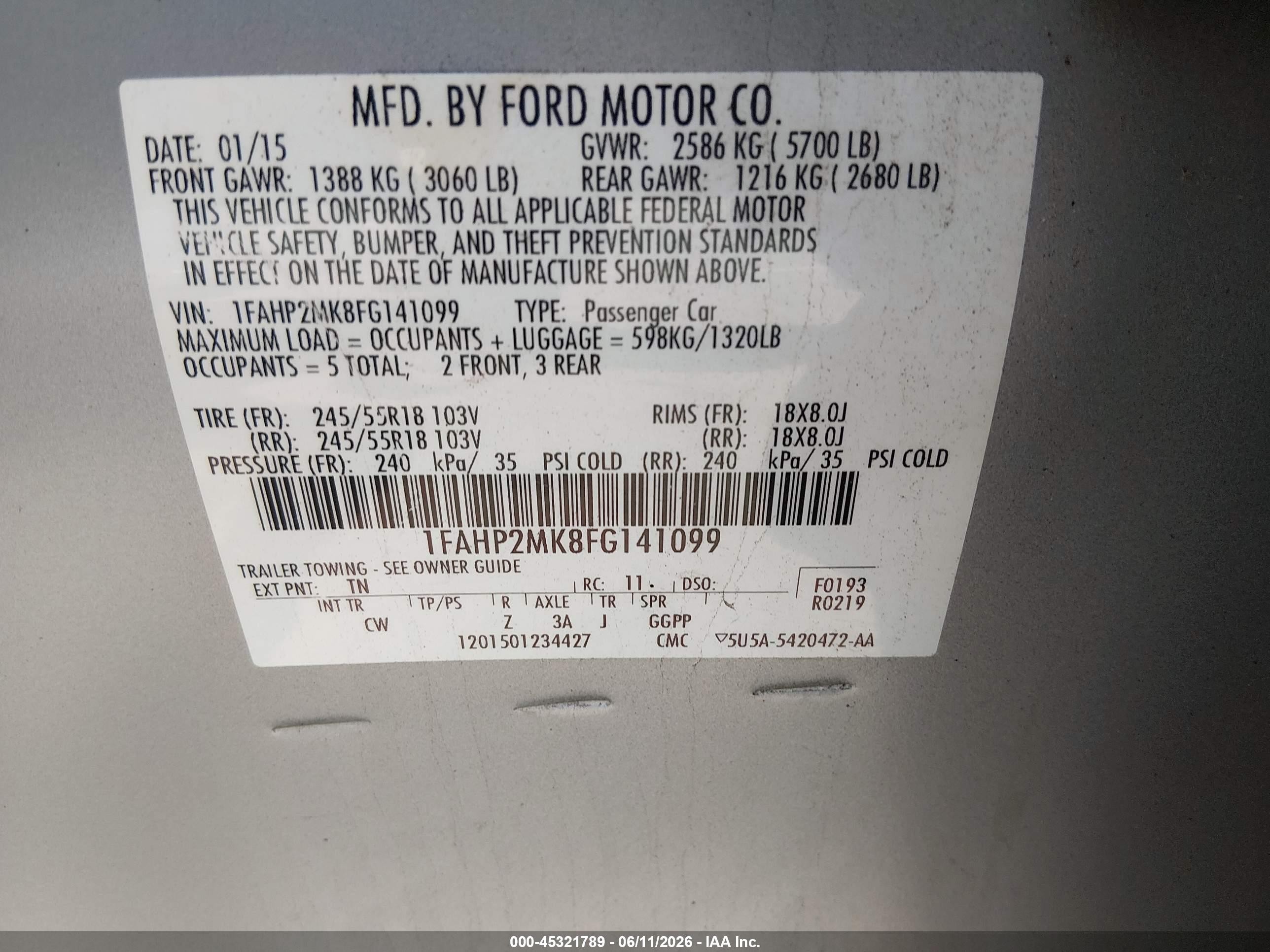2015 Ford Police Interceptor   Gray vin: 1FAHP2MK8FG141099