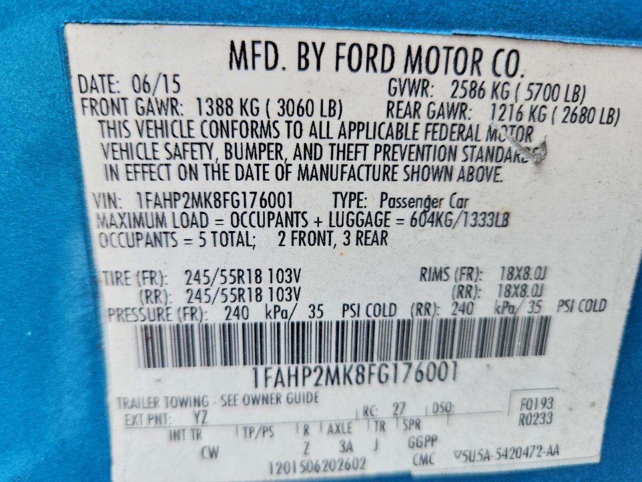 2015 Ford Taurus Police Interceptor White vin: 1FAHP2MK8FG176001