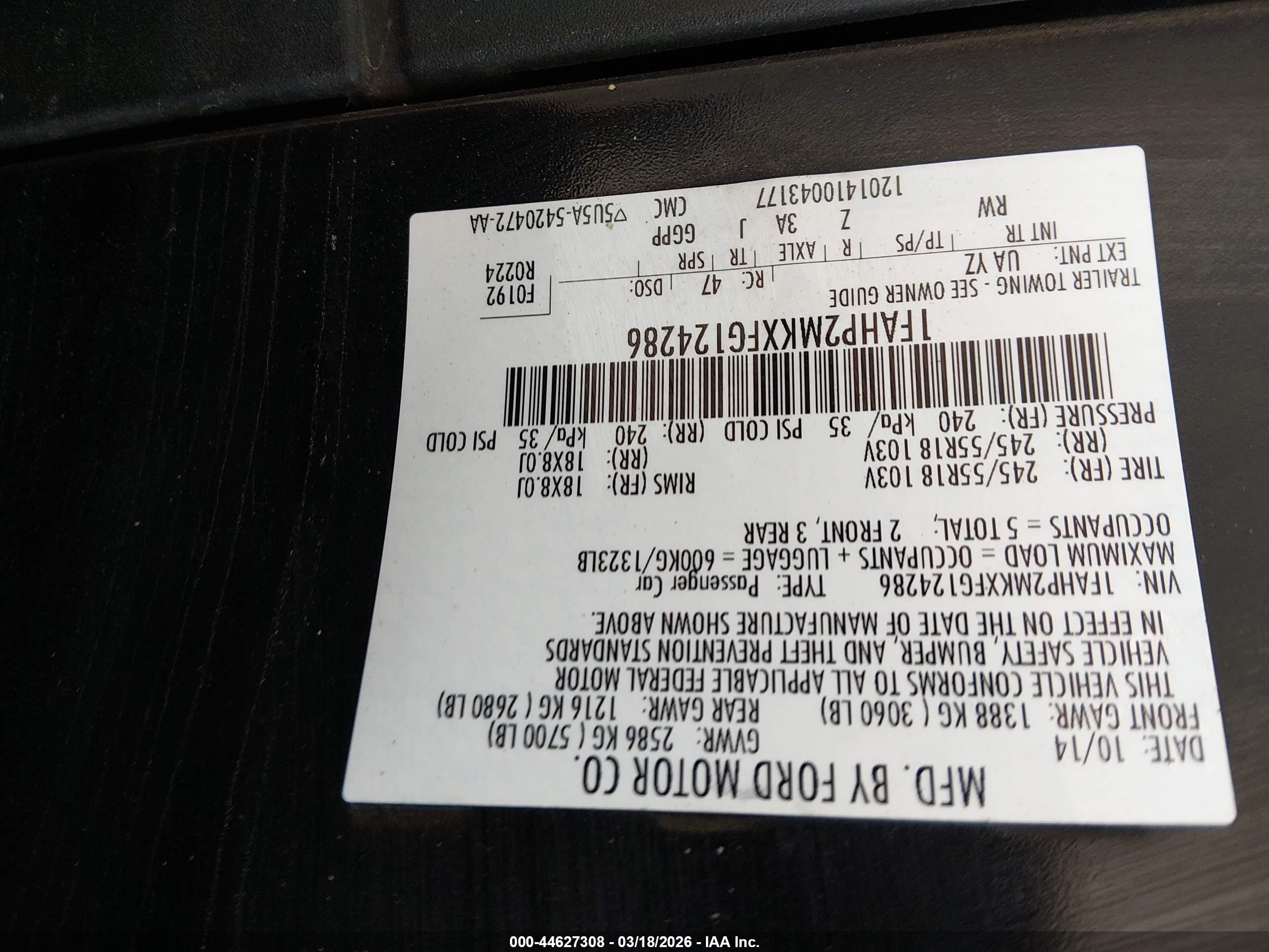 2015 Ford Police Interceptor   Black vin: 1FAHP2MKXFG124286