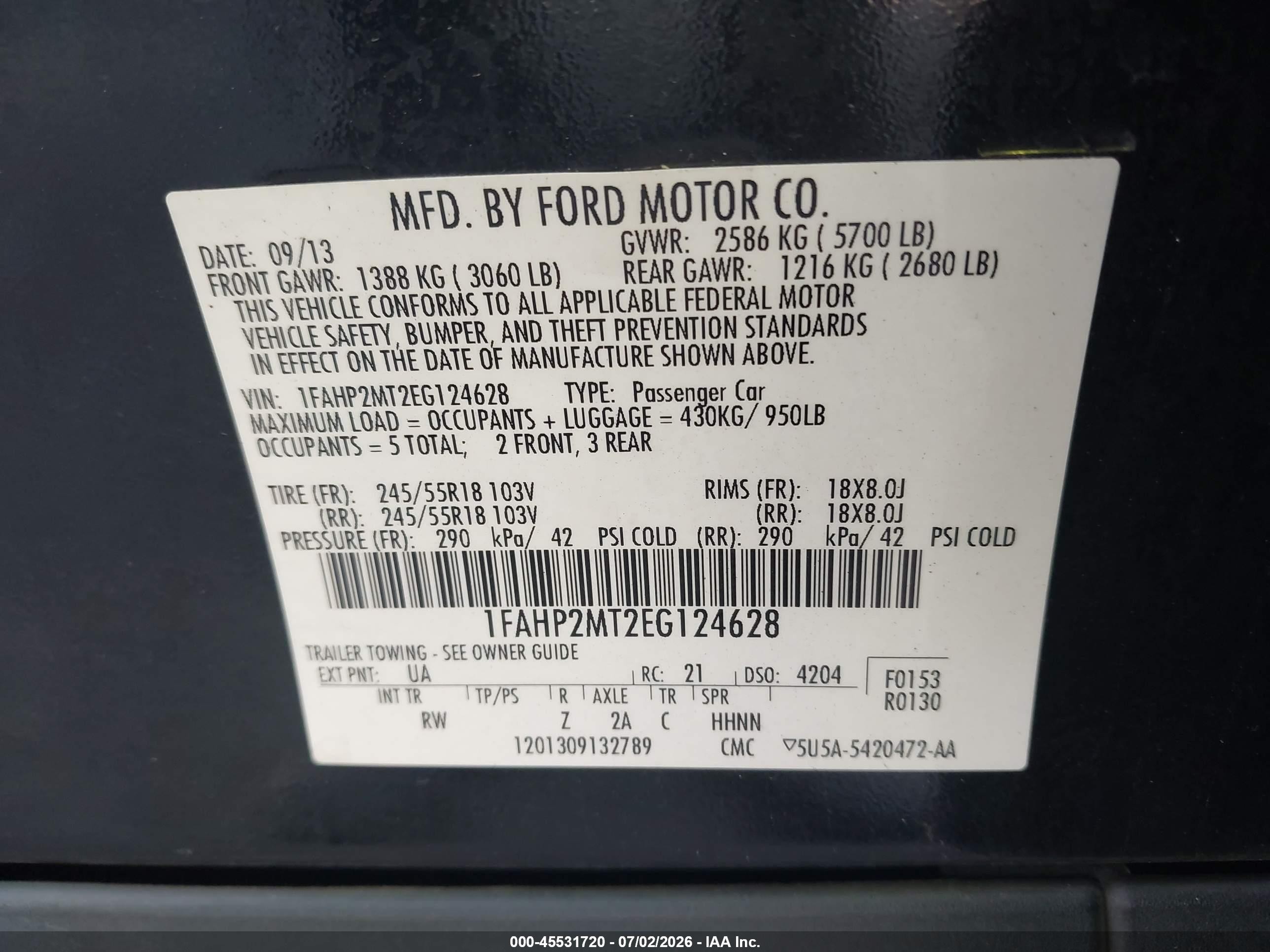 2014 Ford Police Interceptor   Black vin: 1FAHP2MT2EG124628