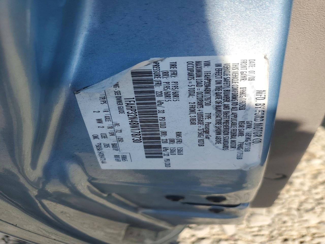 2008 Ford Focus S/se Blue vin: 1FAHP32N48W178730
