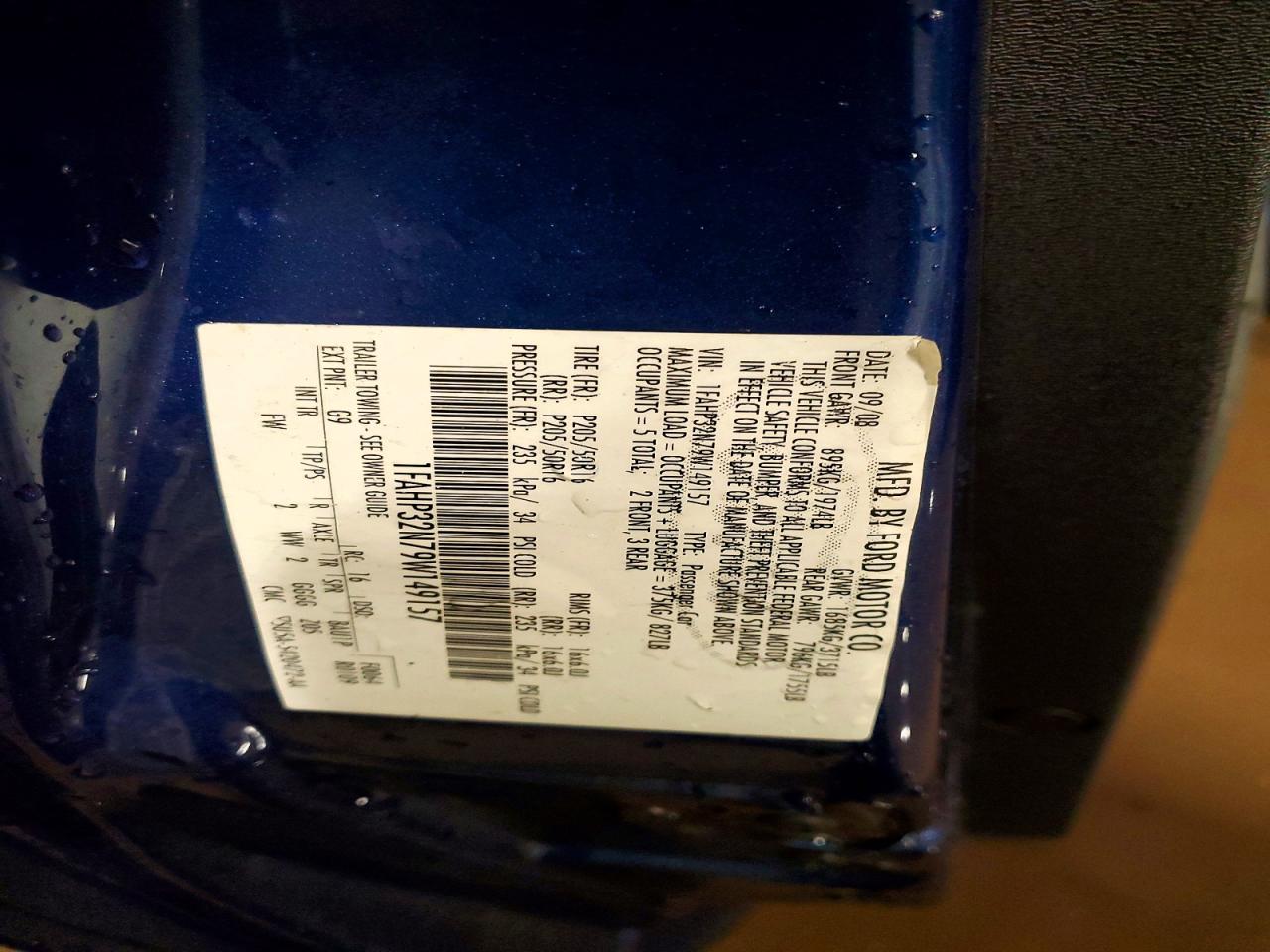 2009 Ford Focus Se Blue vin: 1FAHP32N79W149157