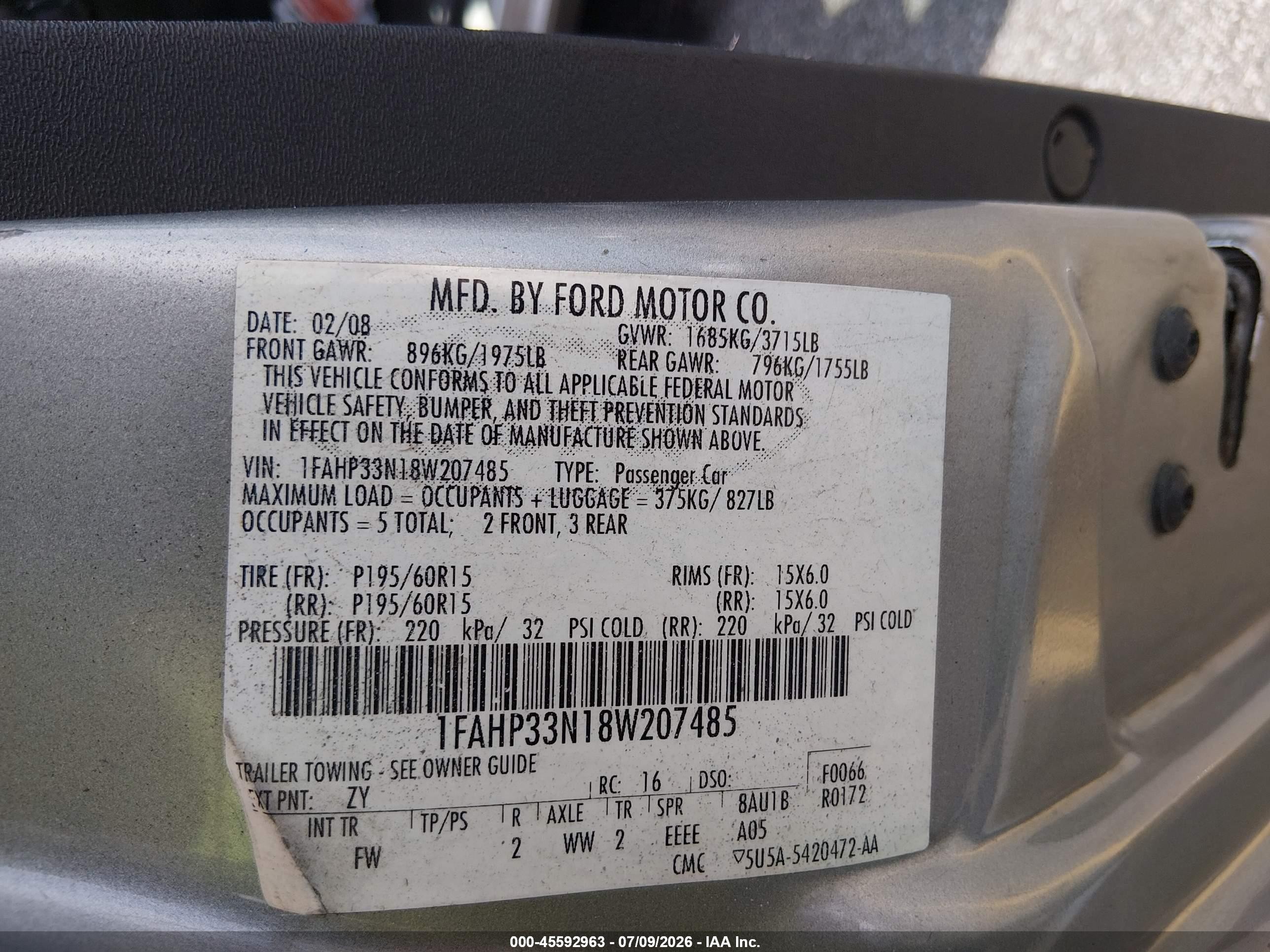 2008 Ford Focus Se/ses Gray vin: 1FAHP33N18W207485