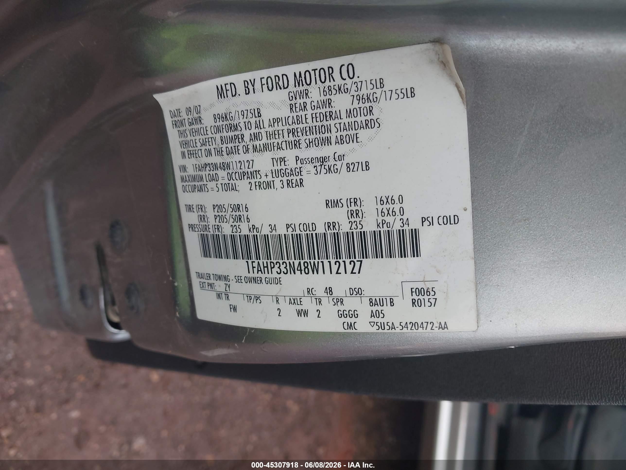 2008 Ford Focus Se/ses Gray vin: 1FAHP33N48W112127