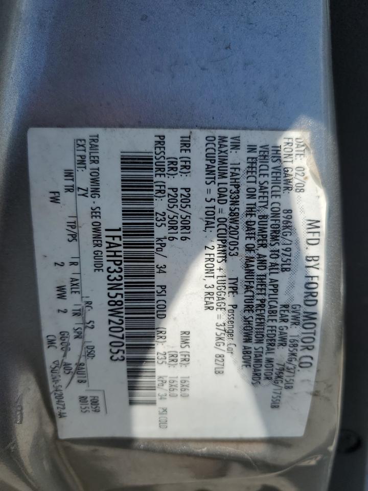 2008 Ford Focus Se Silver vin: 1FAHP33N58W207053