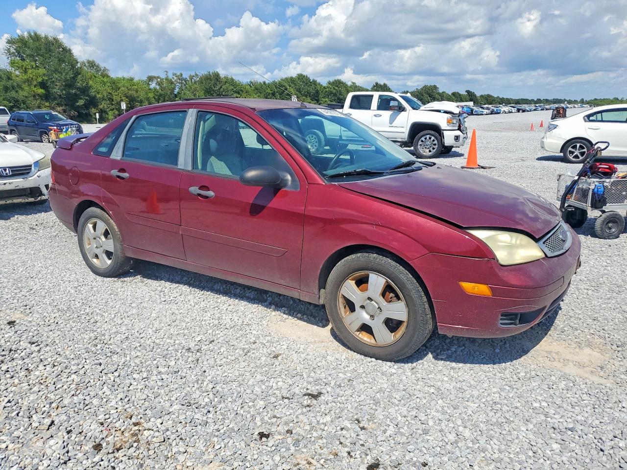 2007 Ford Focus Zx4 Burgundy vin: 1FAHP34N37W365047
