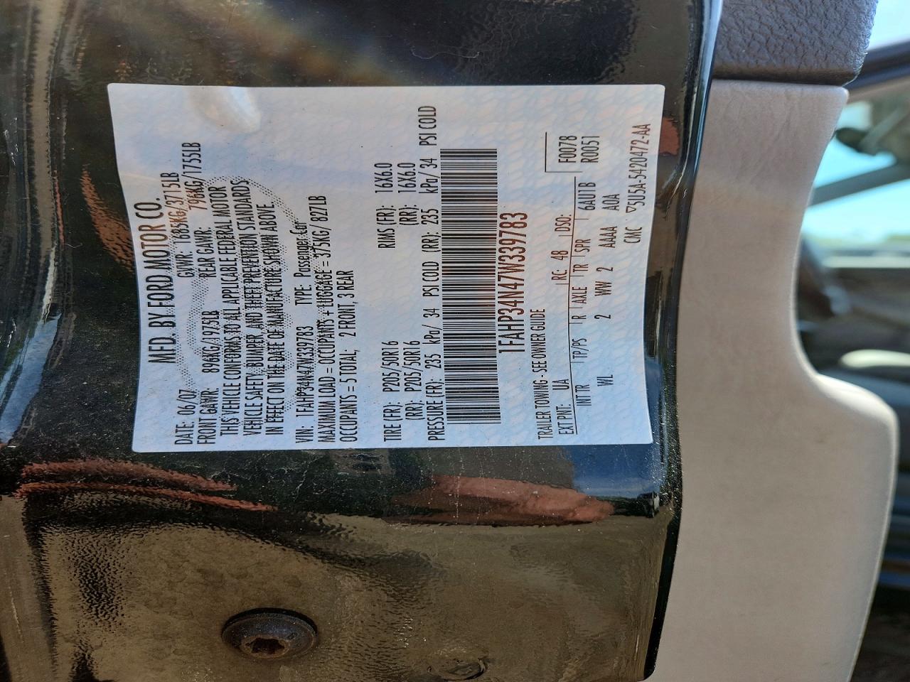 2007 Ford Focus Zx4 Black vin: 1FAHP34N47W339783