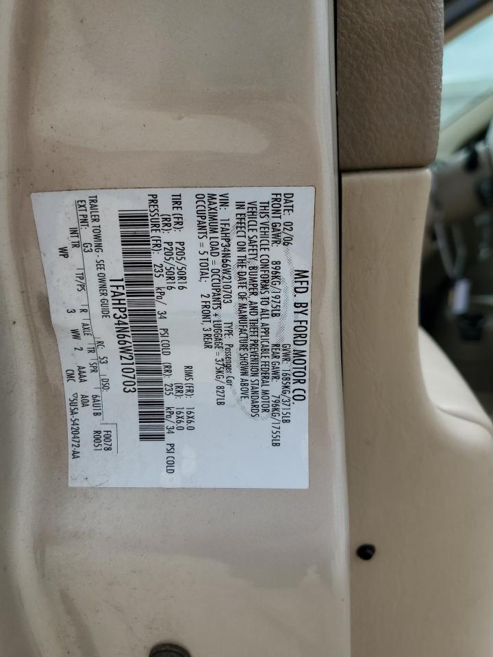 2006 Ford Focus Zx4 Beige vin: 1FAHP34N66W210703
