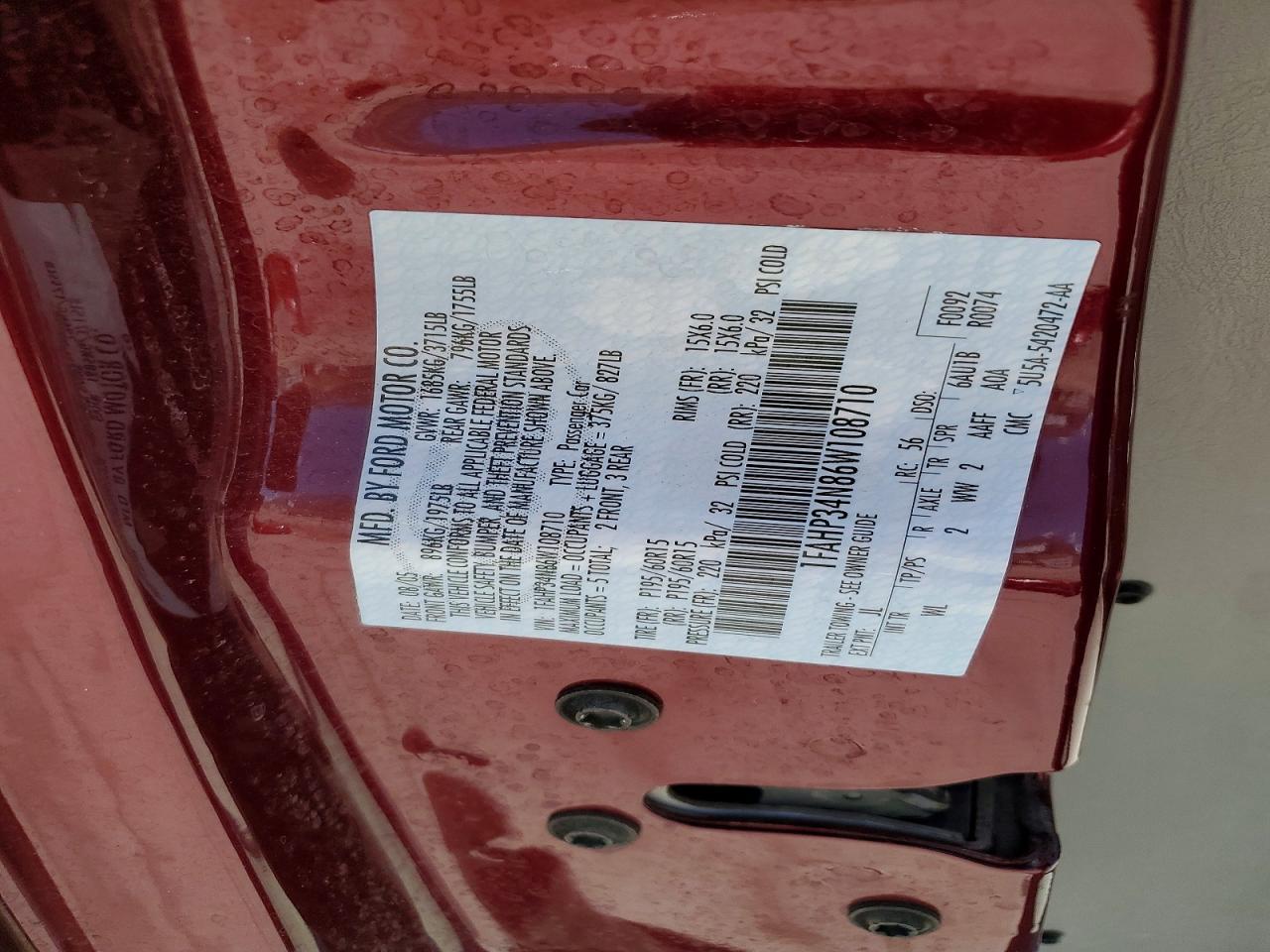 2006 Ford Focus Zx4 Красный vin: 1FAHP34N86W108710