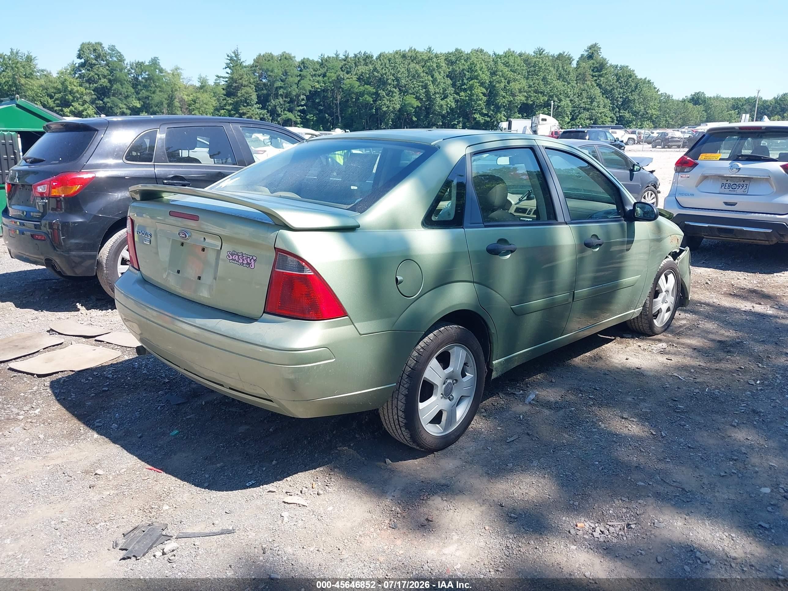 2007 Ford Focus S/se/ses Green vin: 1FAHP34N87W338183