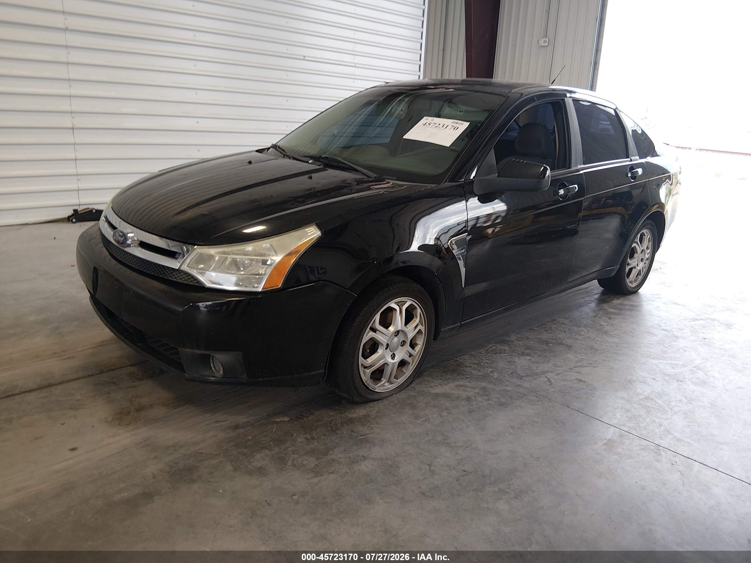 2008 Ford Focus Se/ses Black vin: 1FAHP35N08W106791