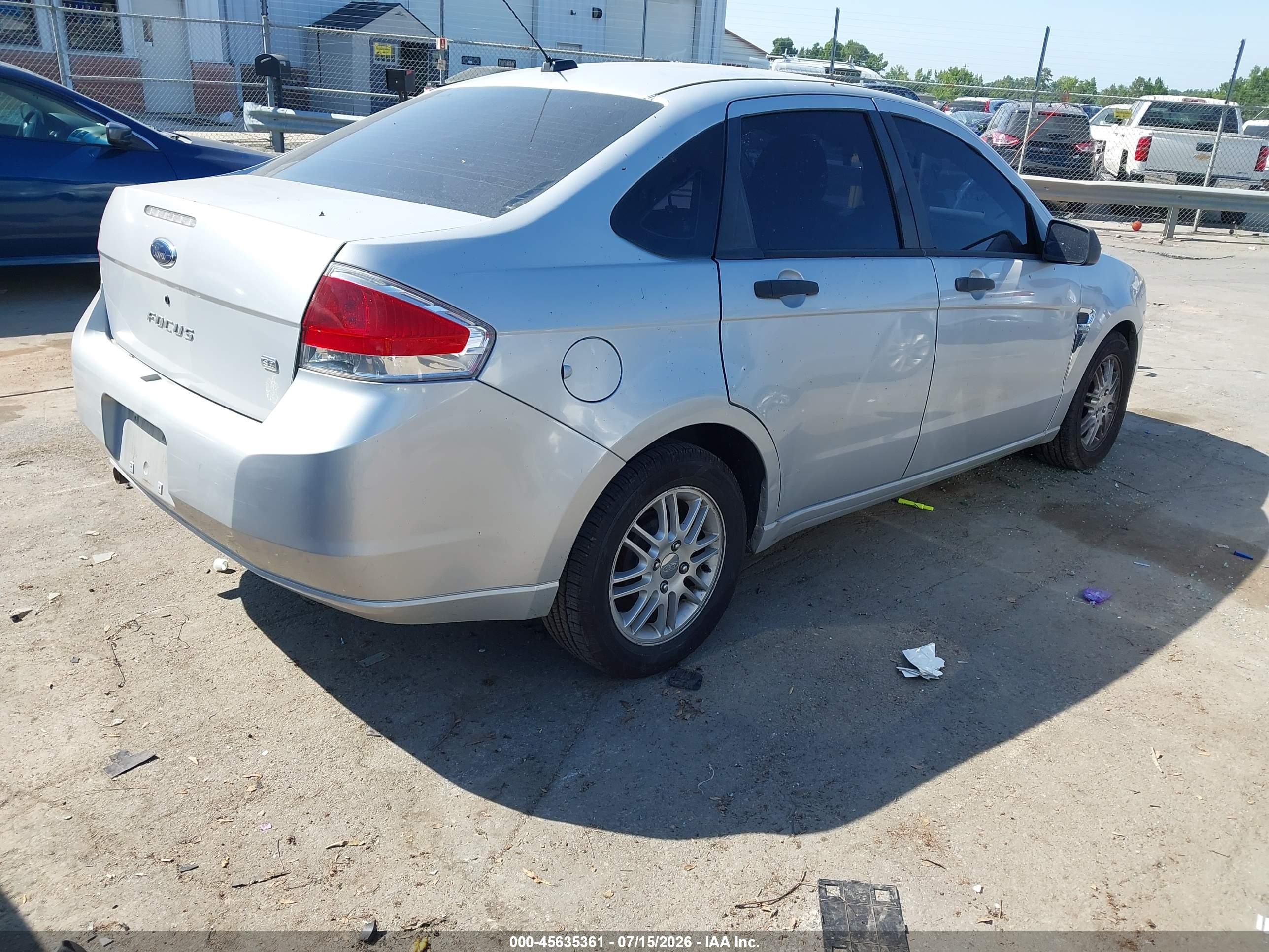 2008 Ford Focus Se/ses Серебряный vin: 1FAHP35N08W192961