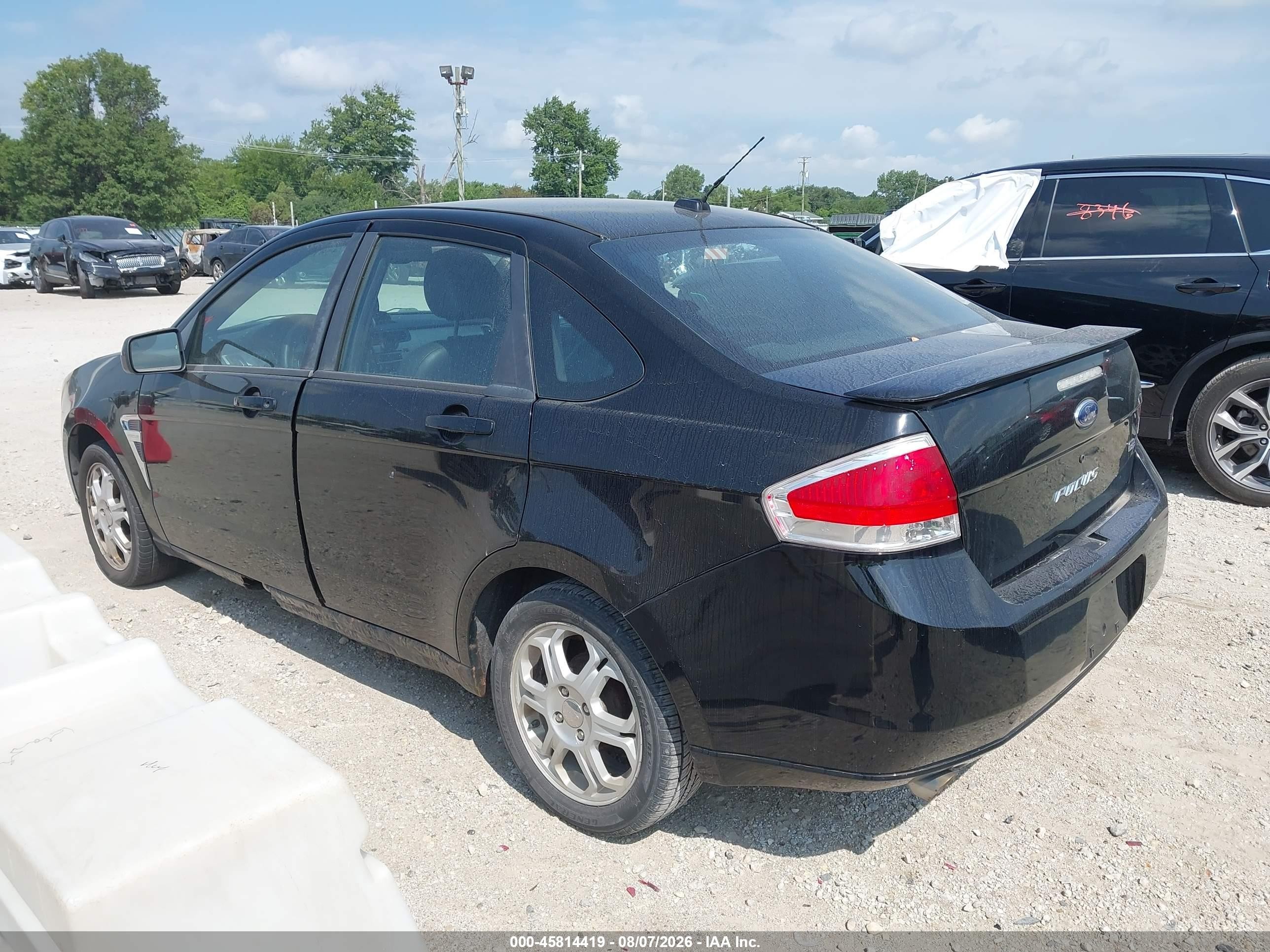 2008 Ford Focus Se/ses Black vin: 1FAHP35N08W203036