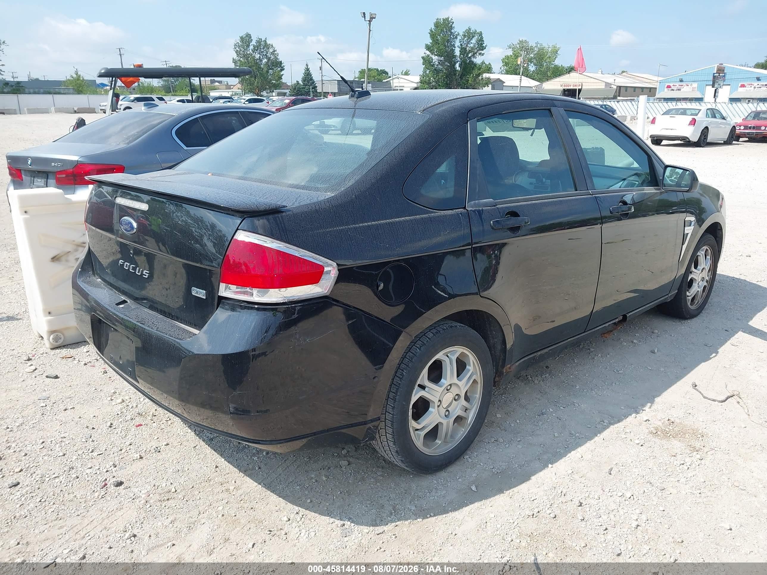 2008 Ford Focus Se/ses Black vin: 1FAHP35N08W203036