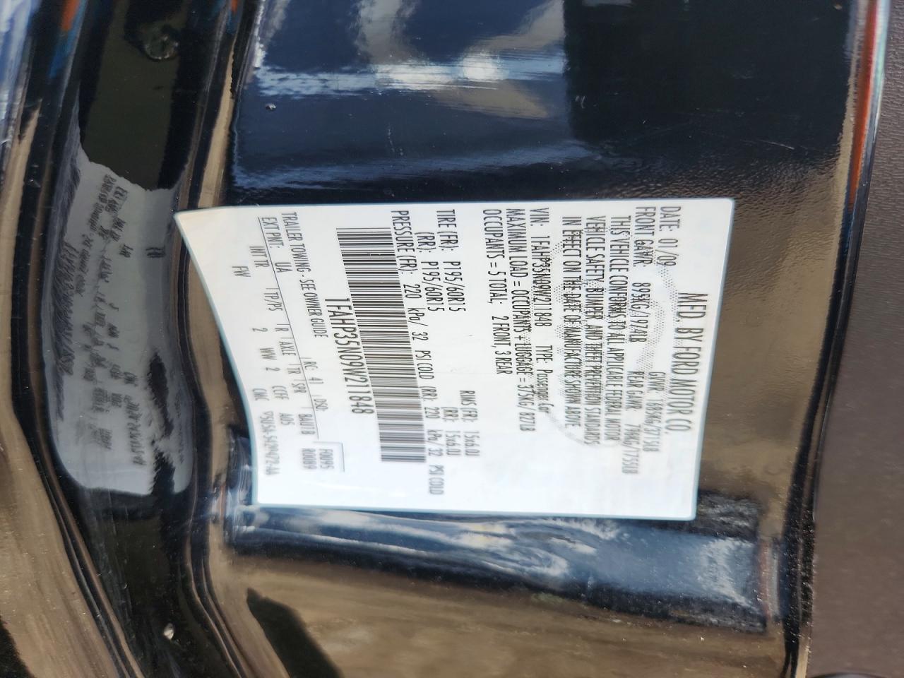 2009 Ford Focus Se Black vin: 1FAHP35N09W211848