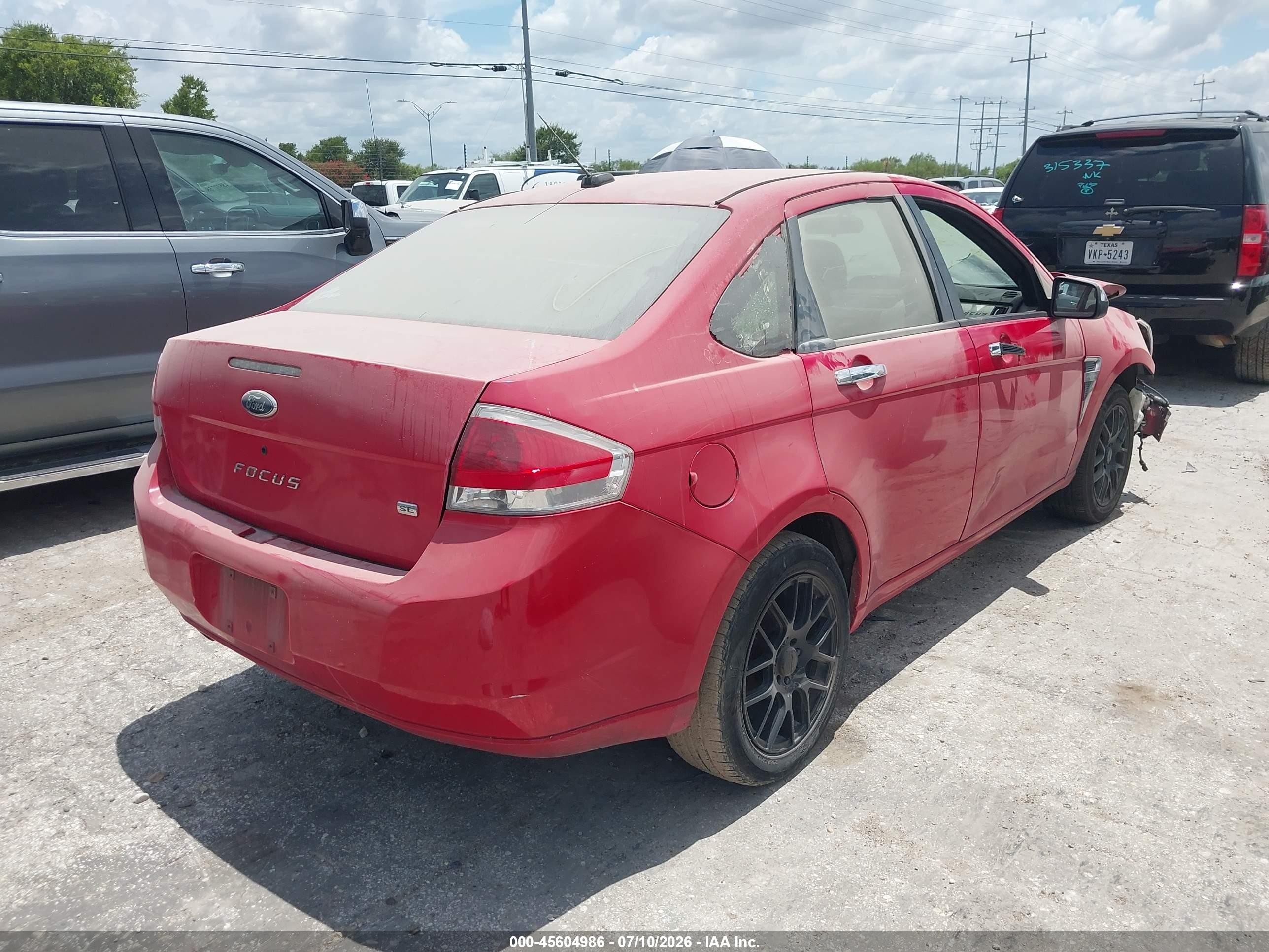 2008 Ford Focus Se/ses Red vin: 1FAHP35N18W278635