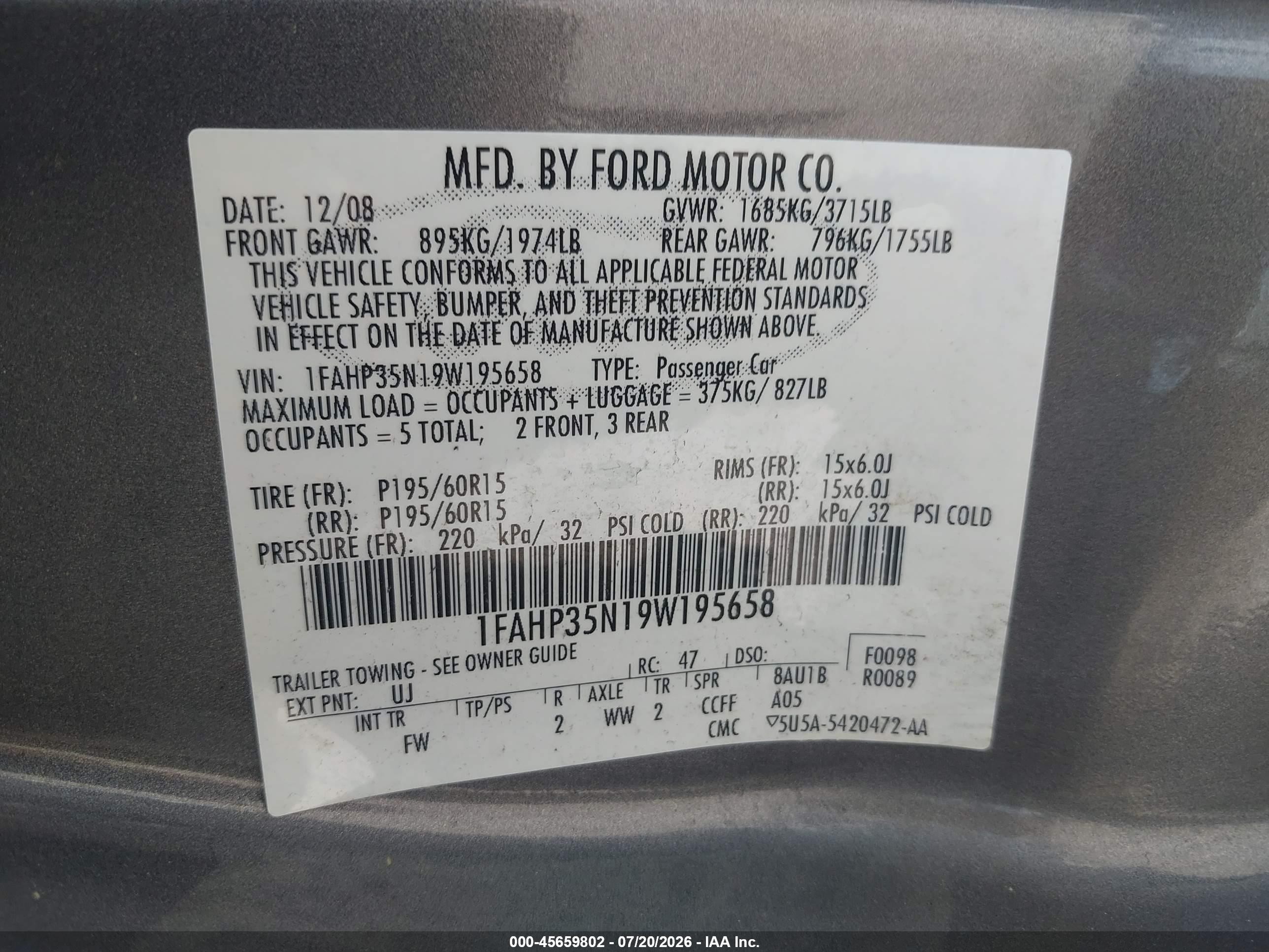 2009 Ford Focus Se Gray vin: 1FAHP35N19W195658