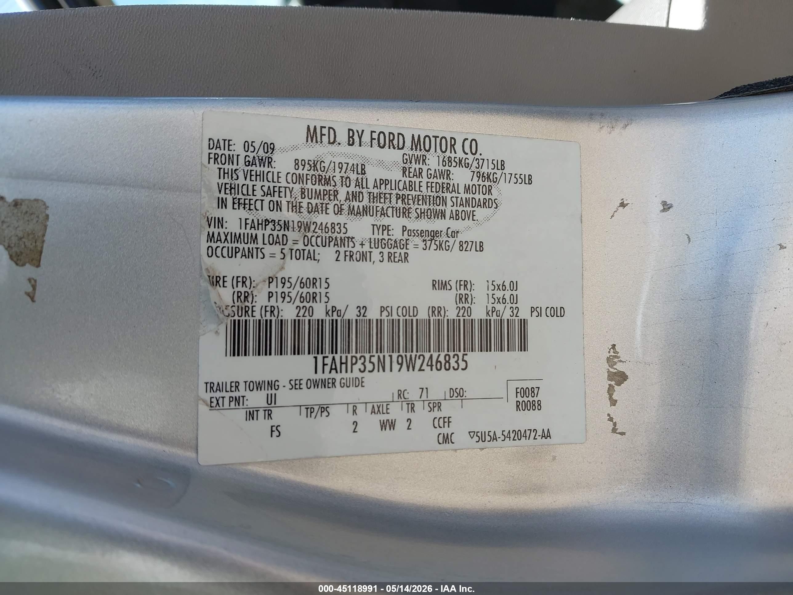 2009 Ford Focus Se Silver vin: 1FAHP35N19W246835