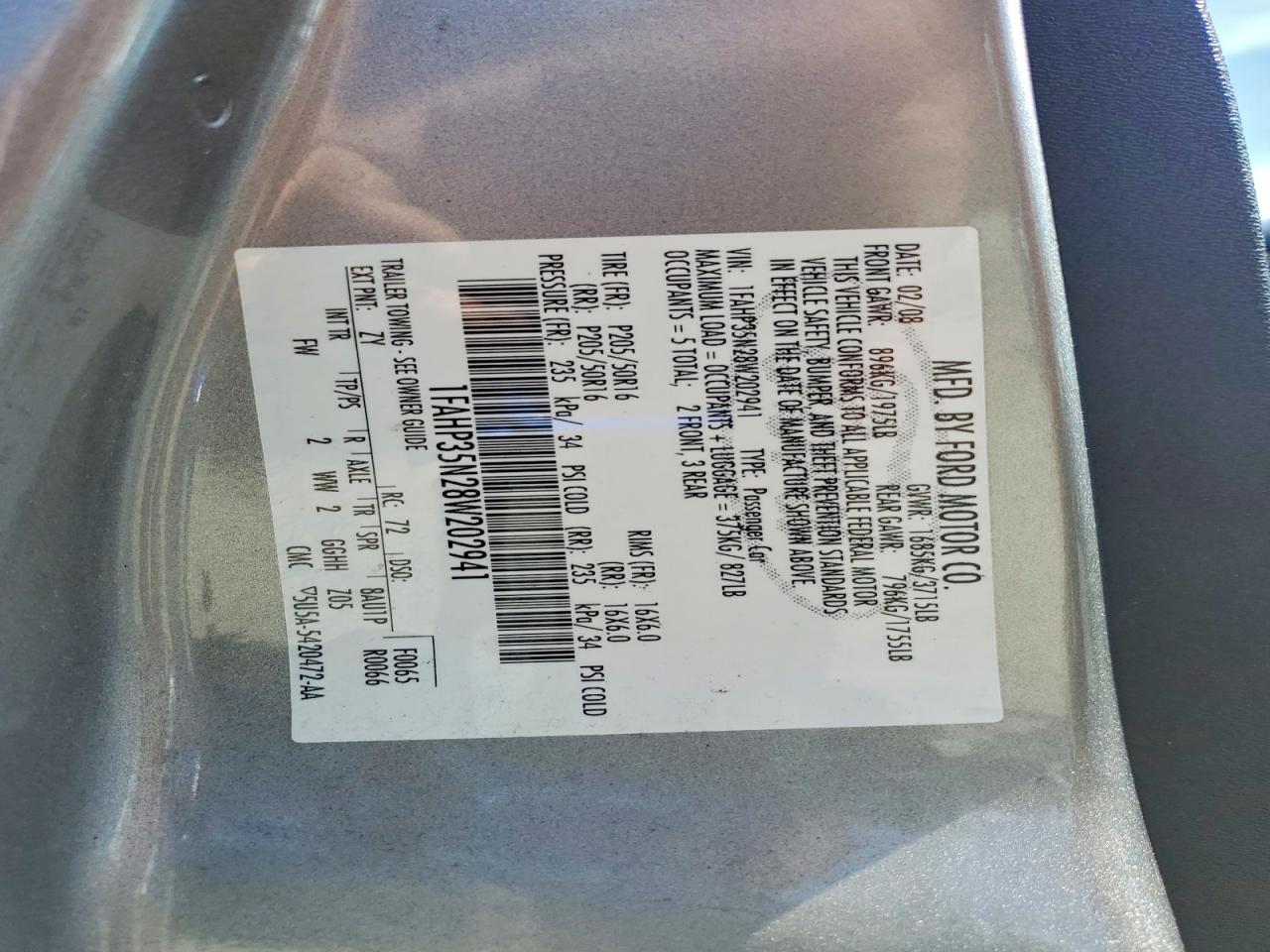 2008 Ford Focus Se Silver vin: 1FAHP35N28W202941