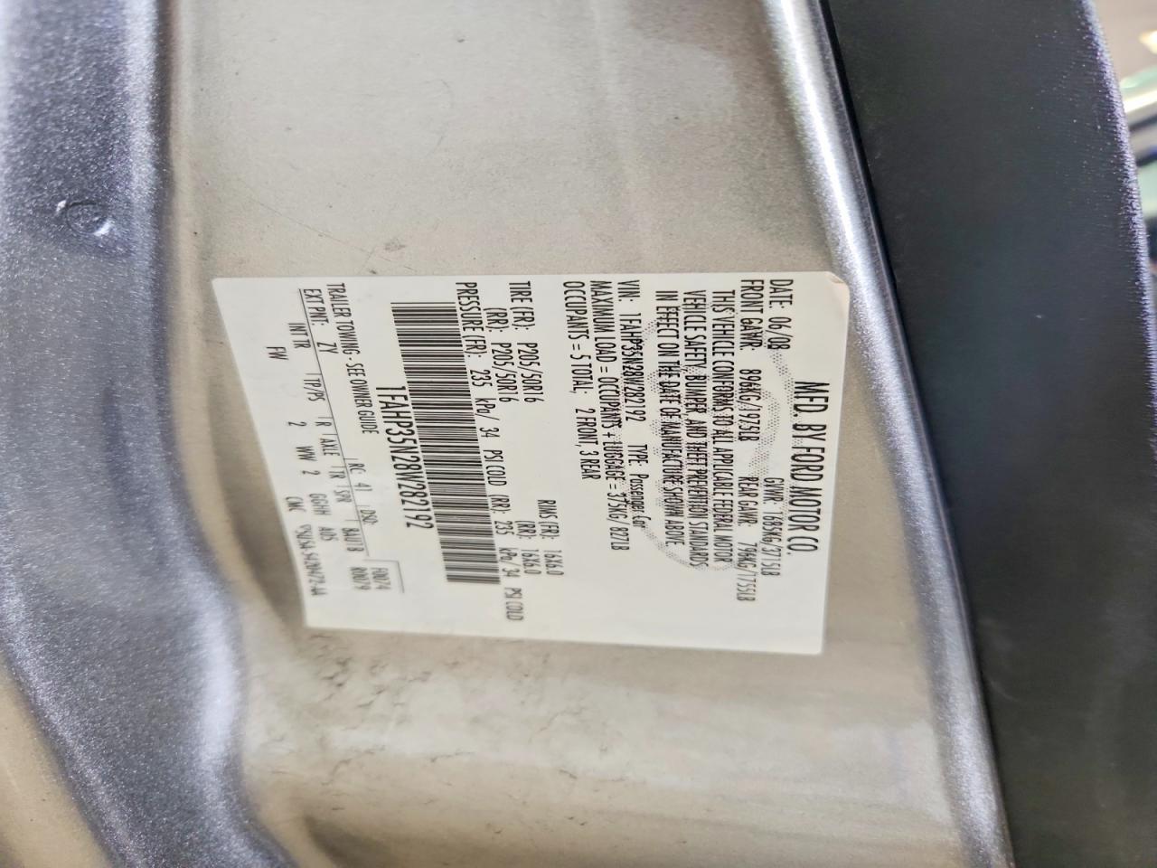 2008 Ford Focus Se Gray vin: 1FAHP35N28W282192