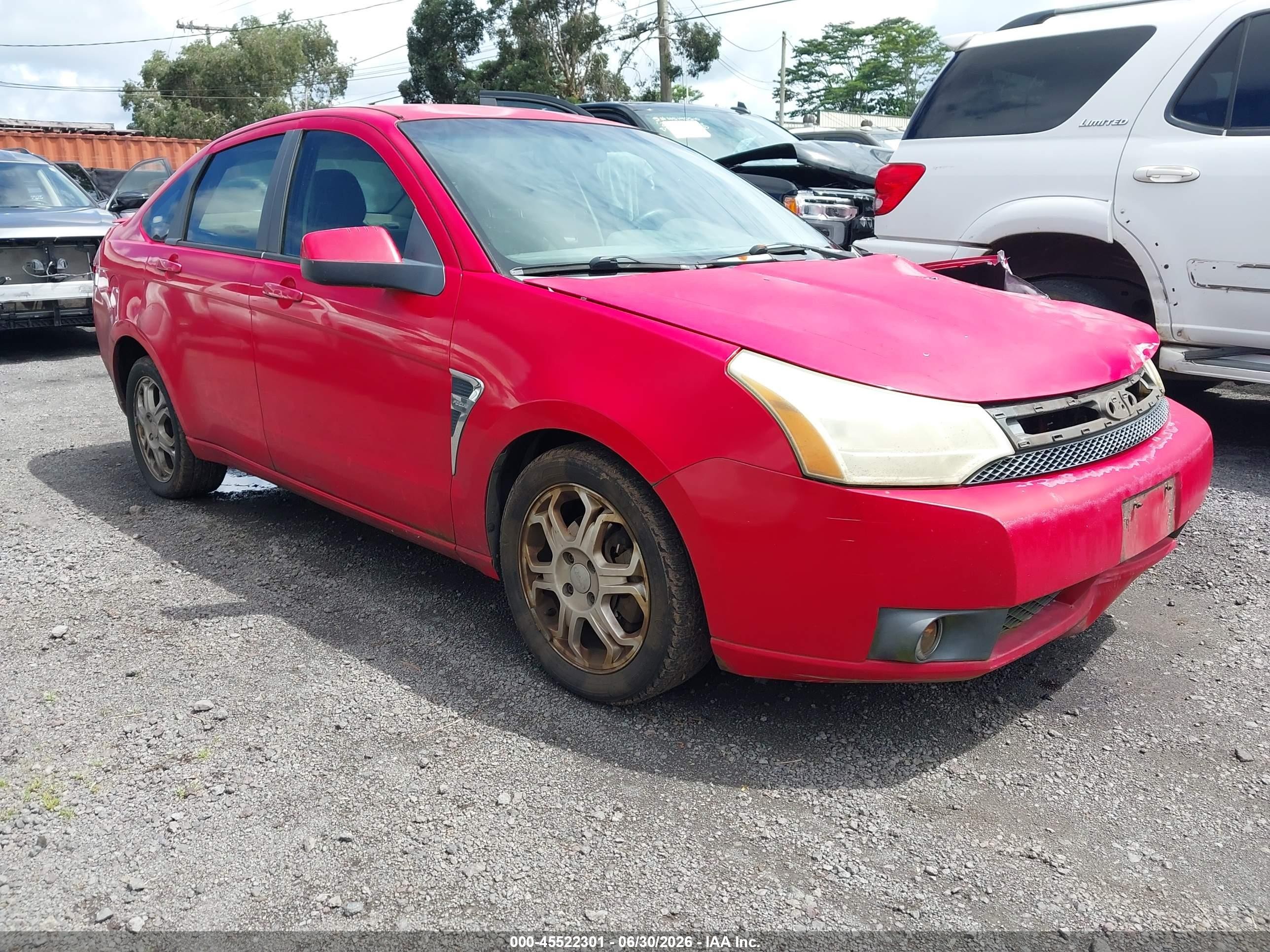 2008 Ford Focus Se/ses Red vin: 1FAHP35N38W142748