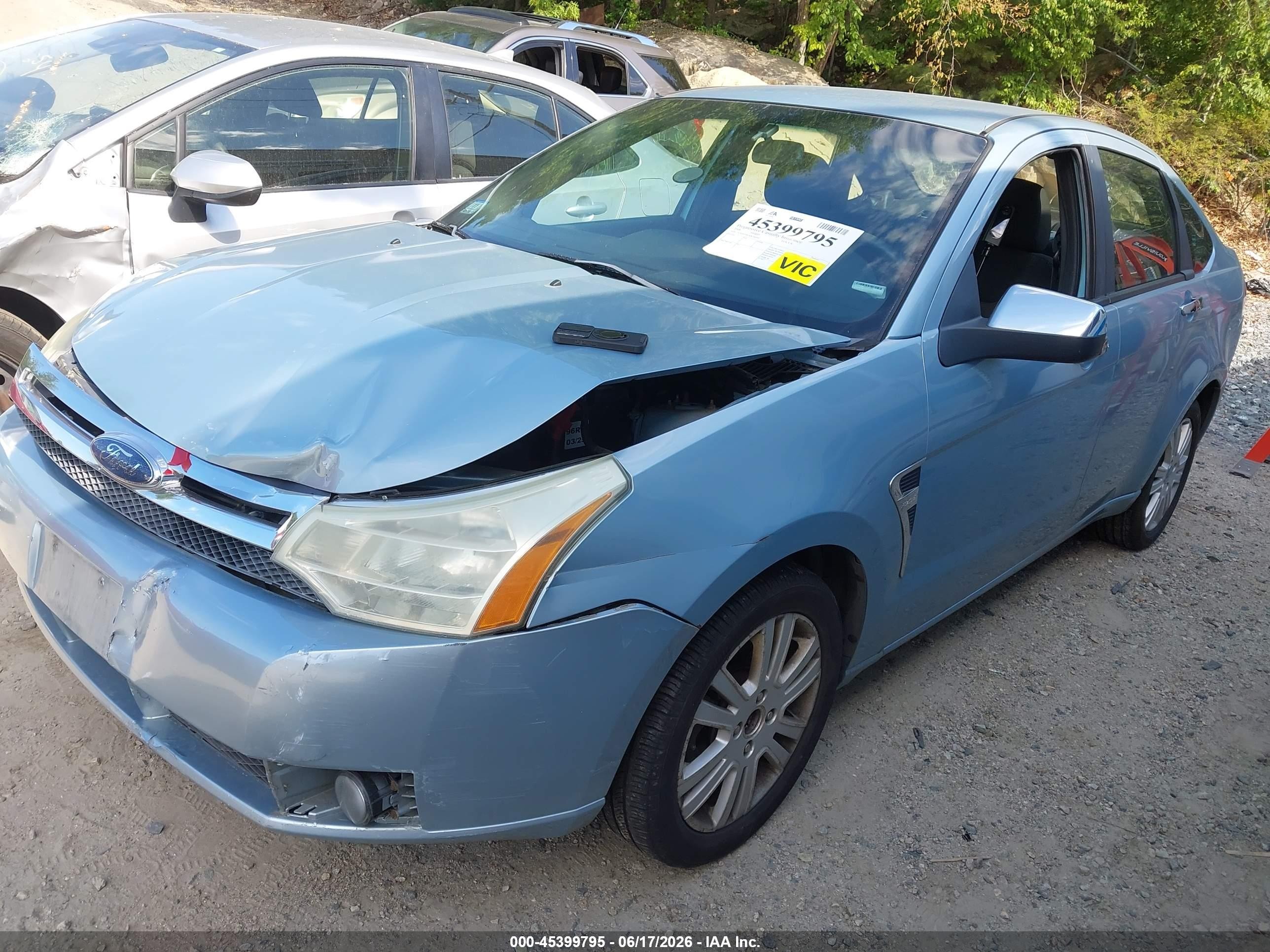 2008 Ford Focus Se/ses Light Blue vin: 1FAHP35N38W246950