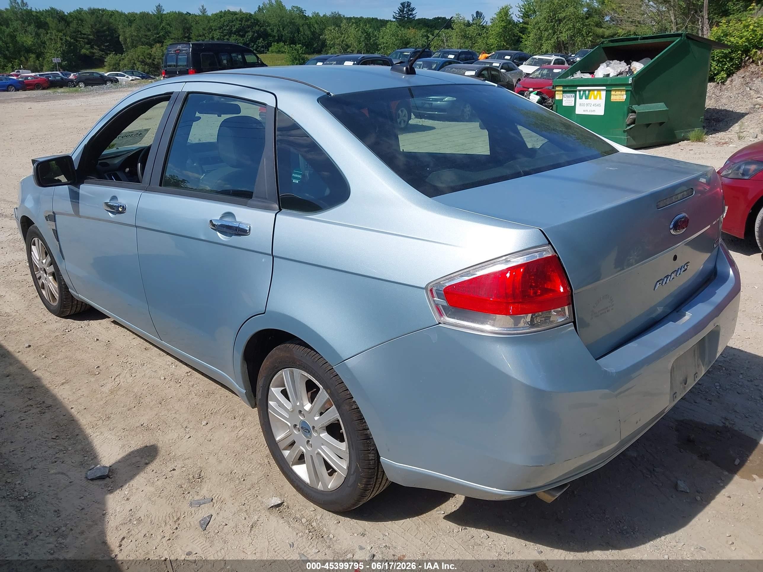 2008 Ford Focus Se/ses Light Blue vin: 1FAHP35N38W246950