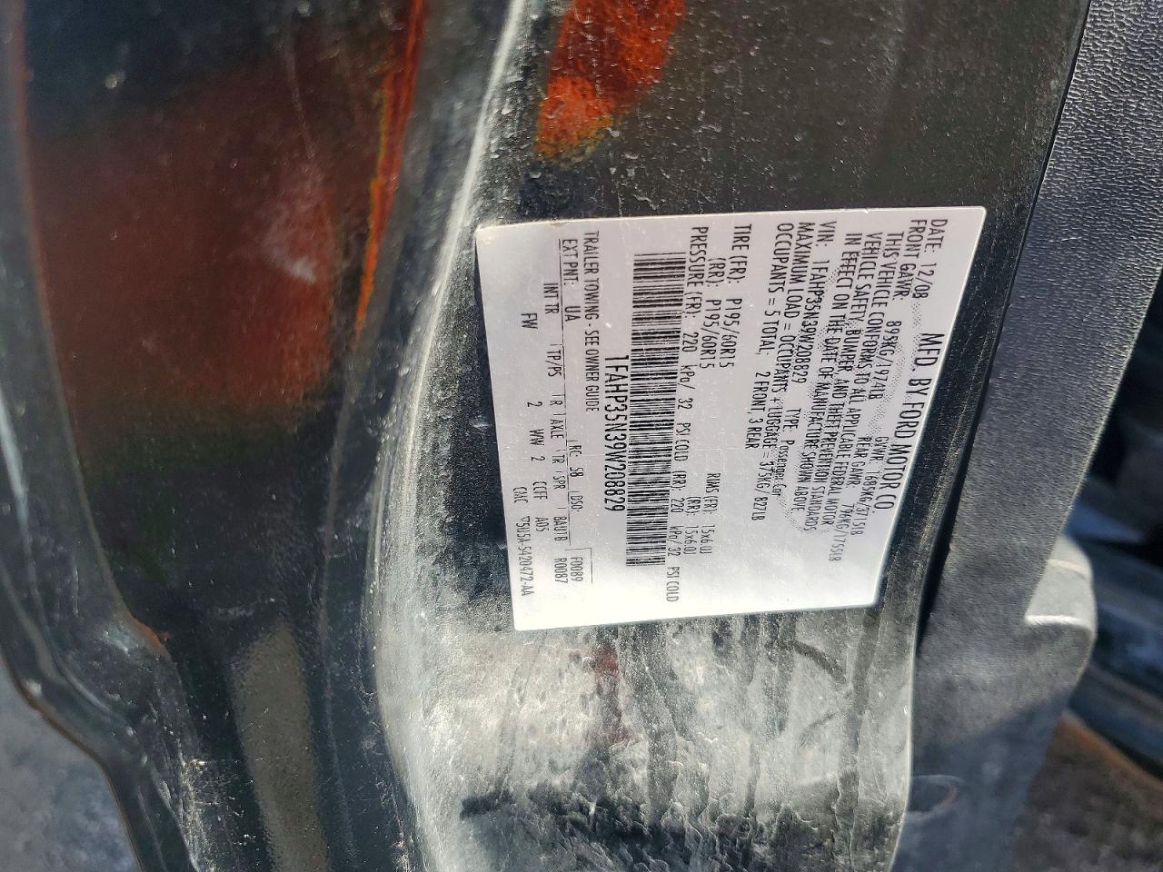 2009 Ford Focus Se Black vin: 1FAHP35N39W208829