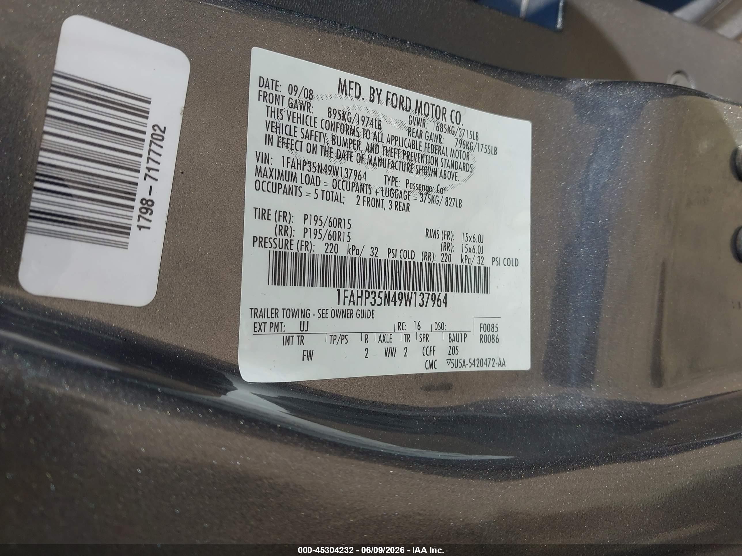 2009 Ford Focus Se Gray vin: 1FAHP35N49W137964