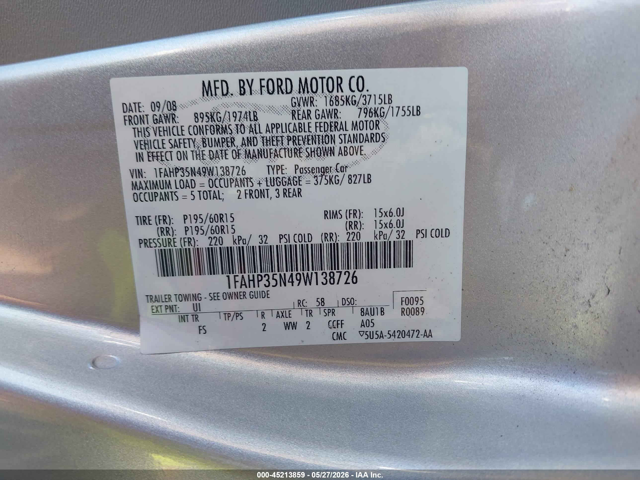 2009 Ford Focus Se Серебряный vin: 1FAHP35N49W138726