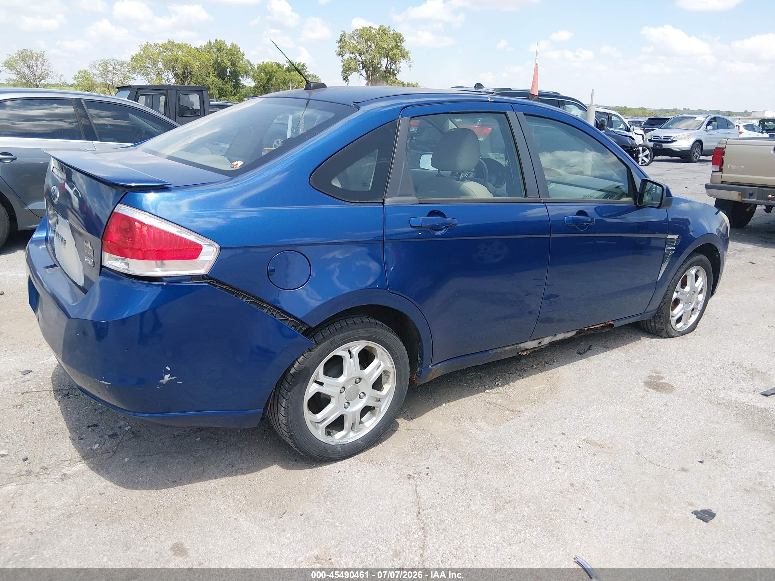 2008 Ford Focus Se/ses Blue vin: 1FAHP35N58W129841