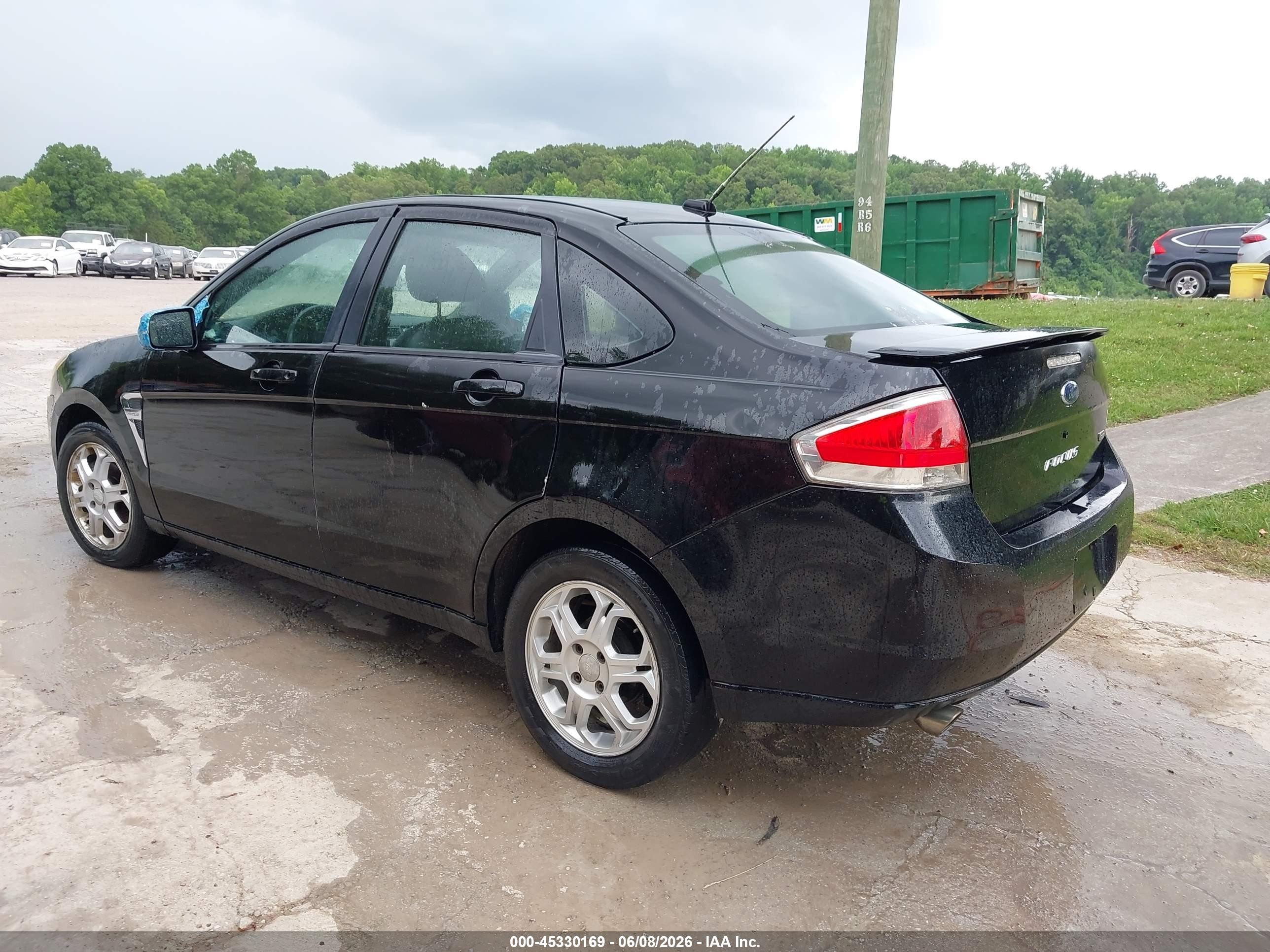 2008 Ford Focus Se/ses Black vin: 1FAHP35N58W169112