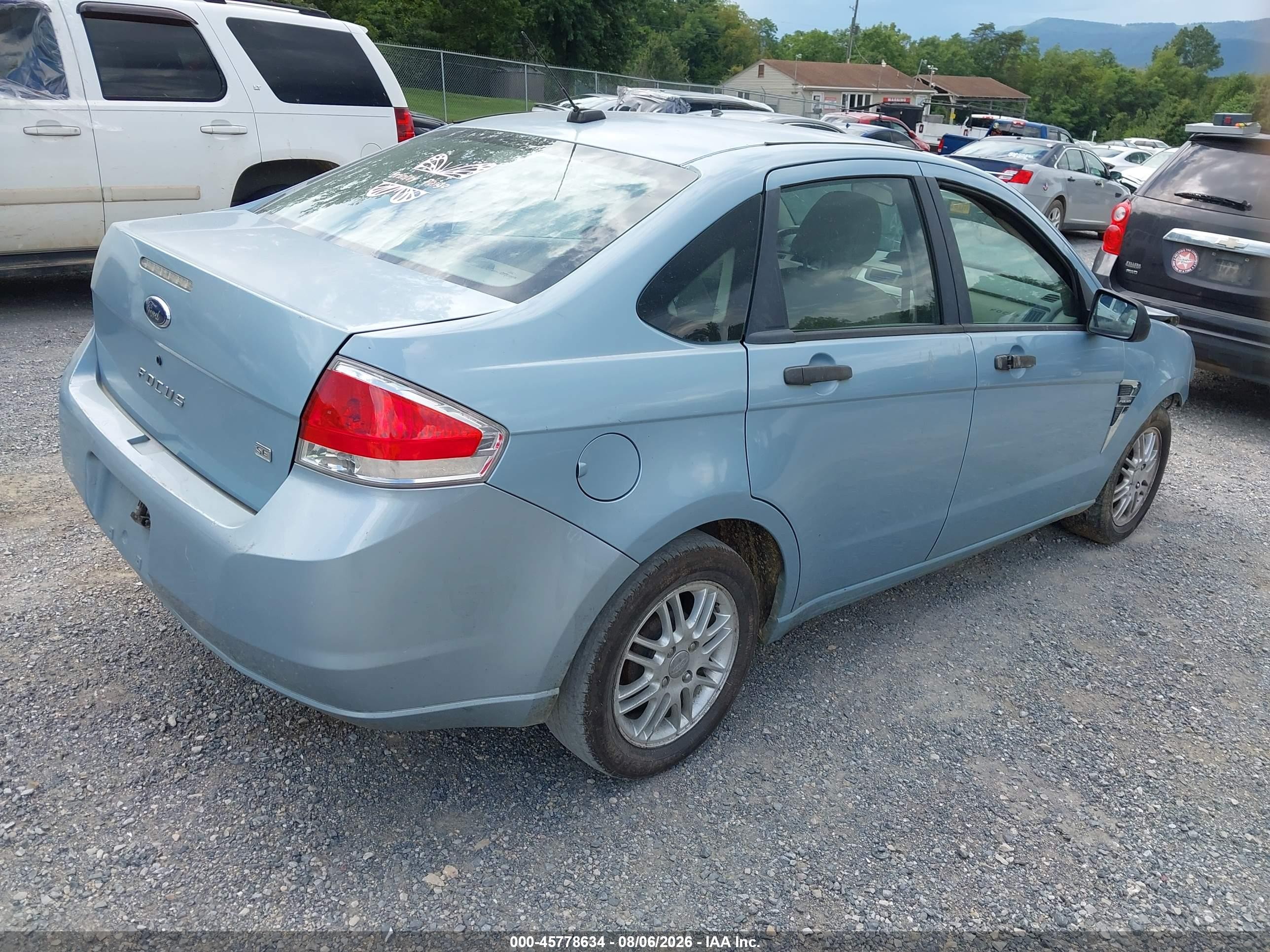 2008 Ford Focus Se/ses Light Blue vin: 1FAHP35N58W170664