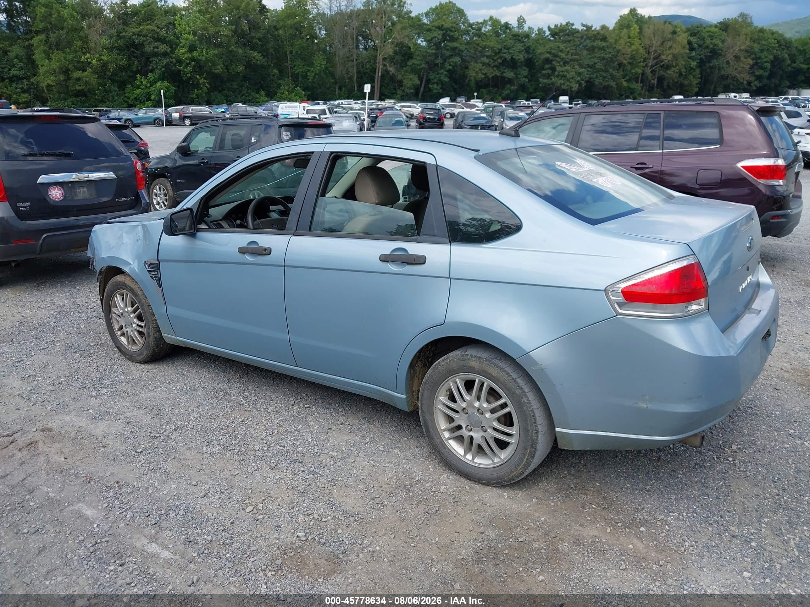 2008 Ford Focus Se/ses Light Blue vin: 1FAHP35N58W170664