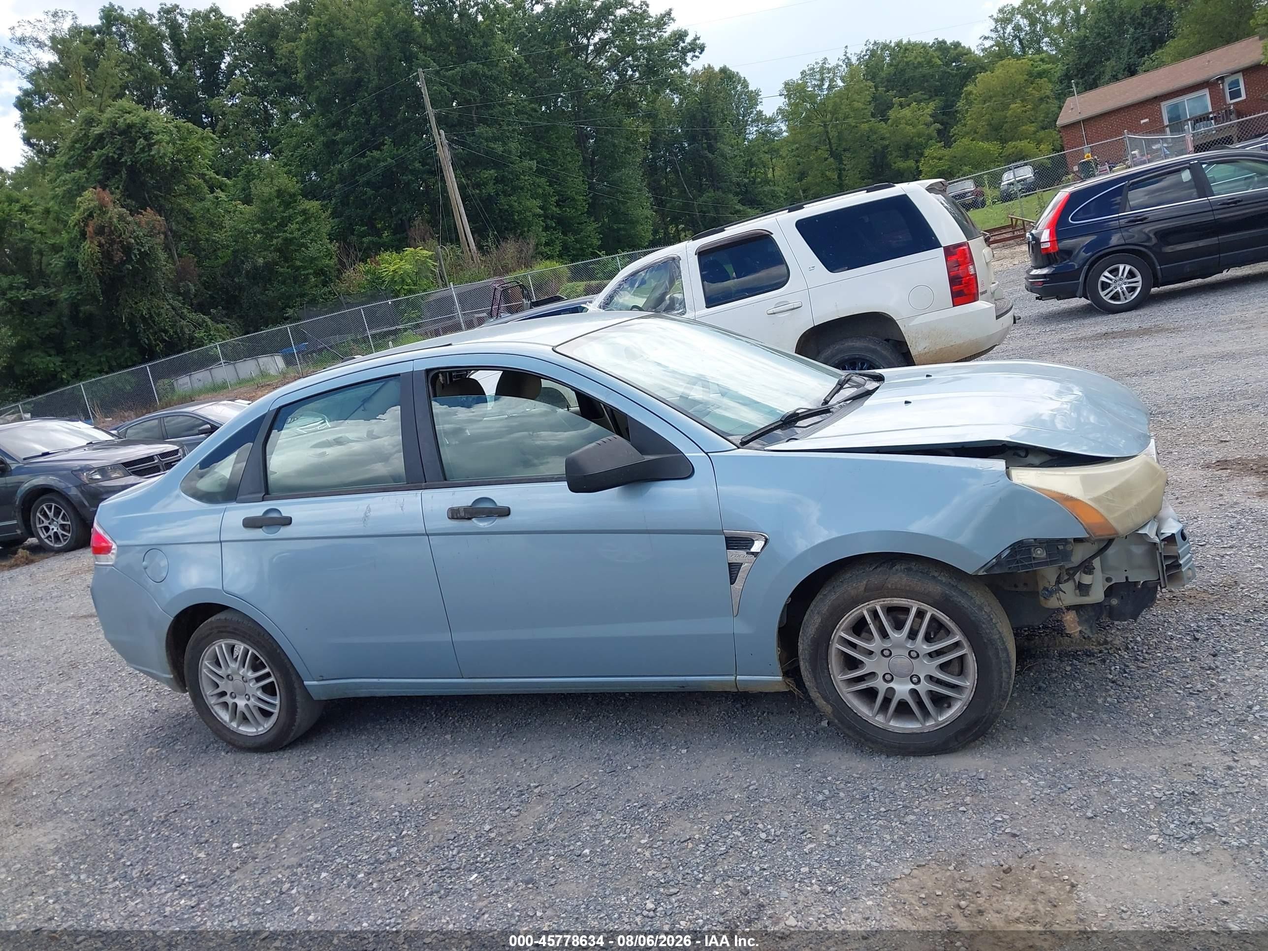 2008 Ford Focus Se/ses Light Blue vin: 1FAHP35N58W170664