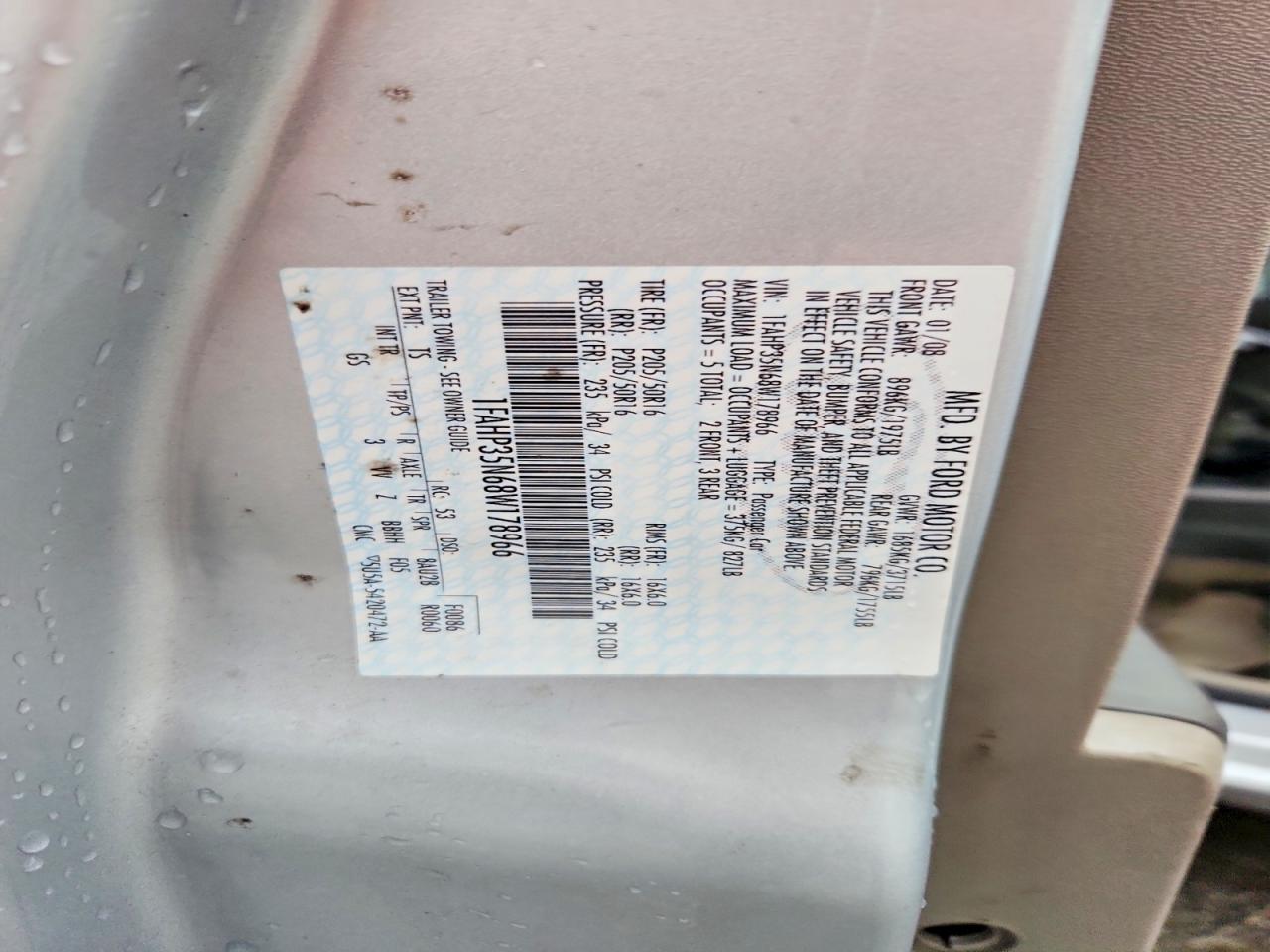 2008 Ford Focus Se Silver vin: 1FAHP35N68W178966