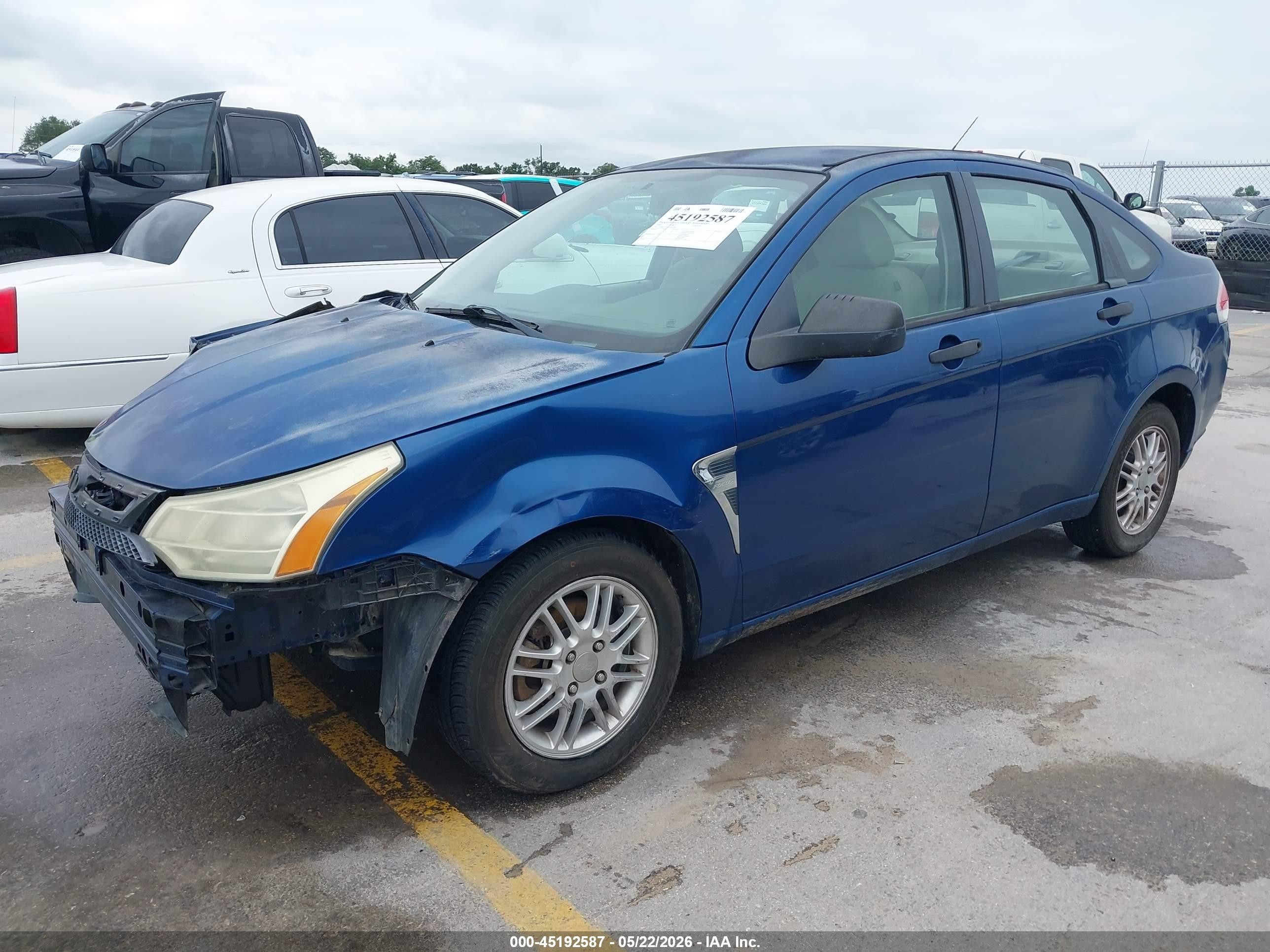 2008 Ford Focus Se/ses Синий vin: 1FAHP35N68W243668