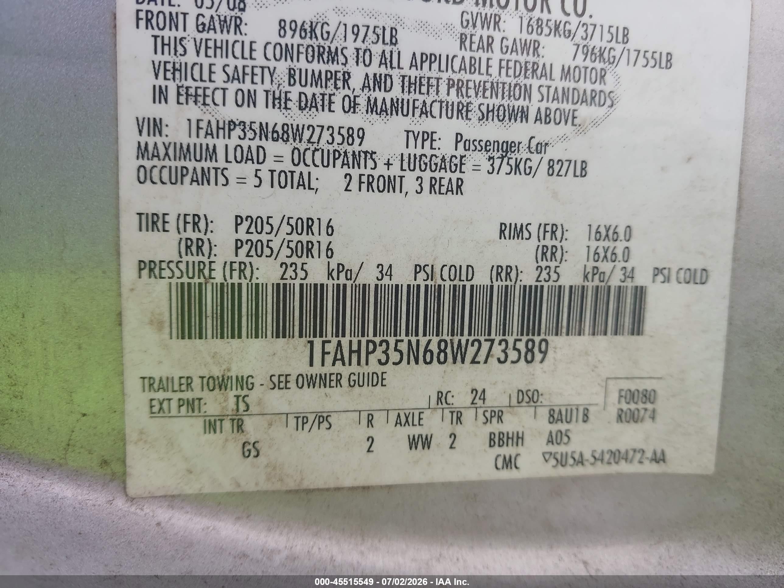 2008 Ford Focus Ses Silver vin: 1FAHP35N68W273589